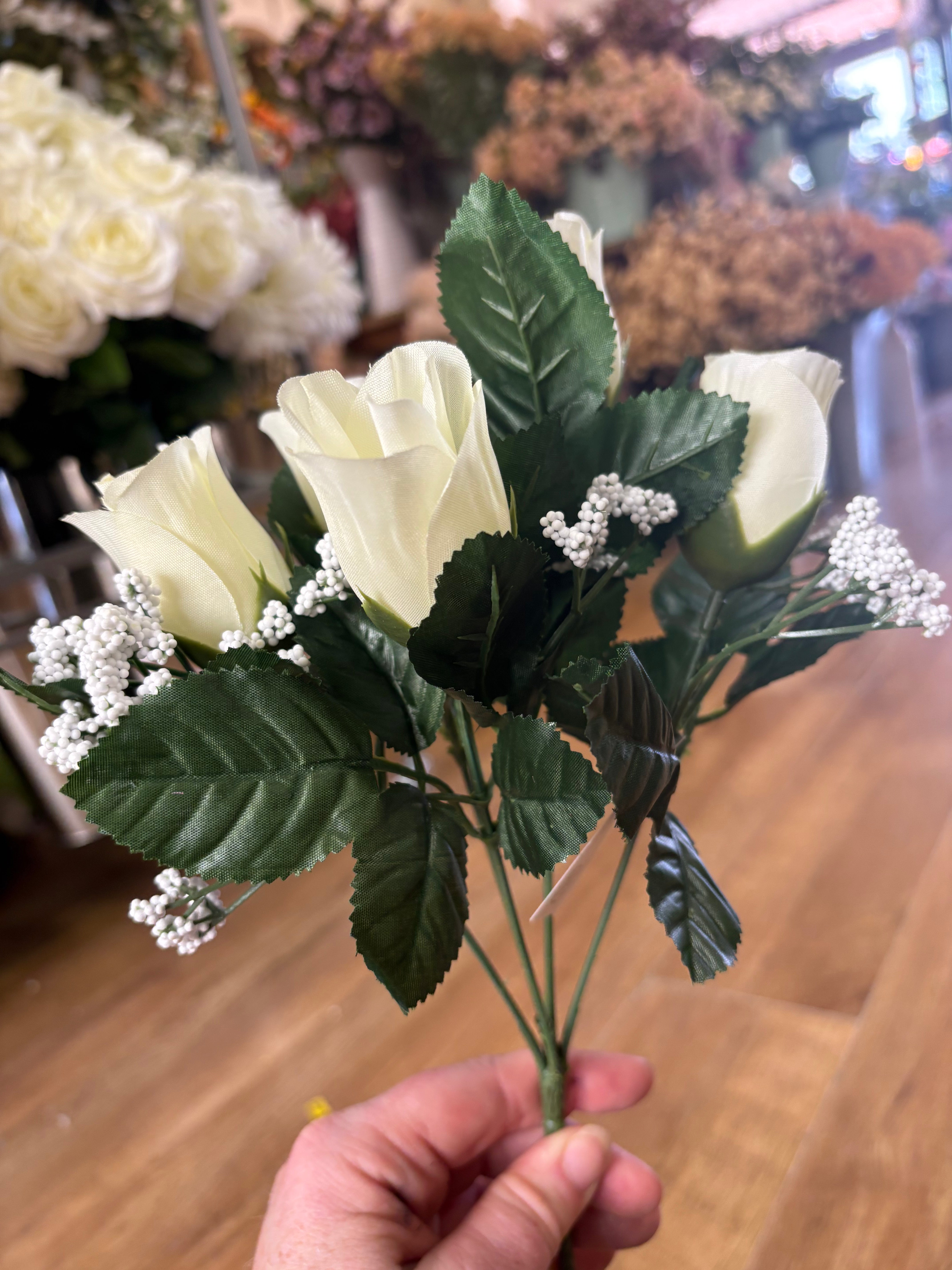 Rosebud and gypsophila bunch - 6 colours available