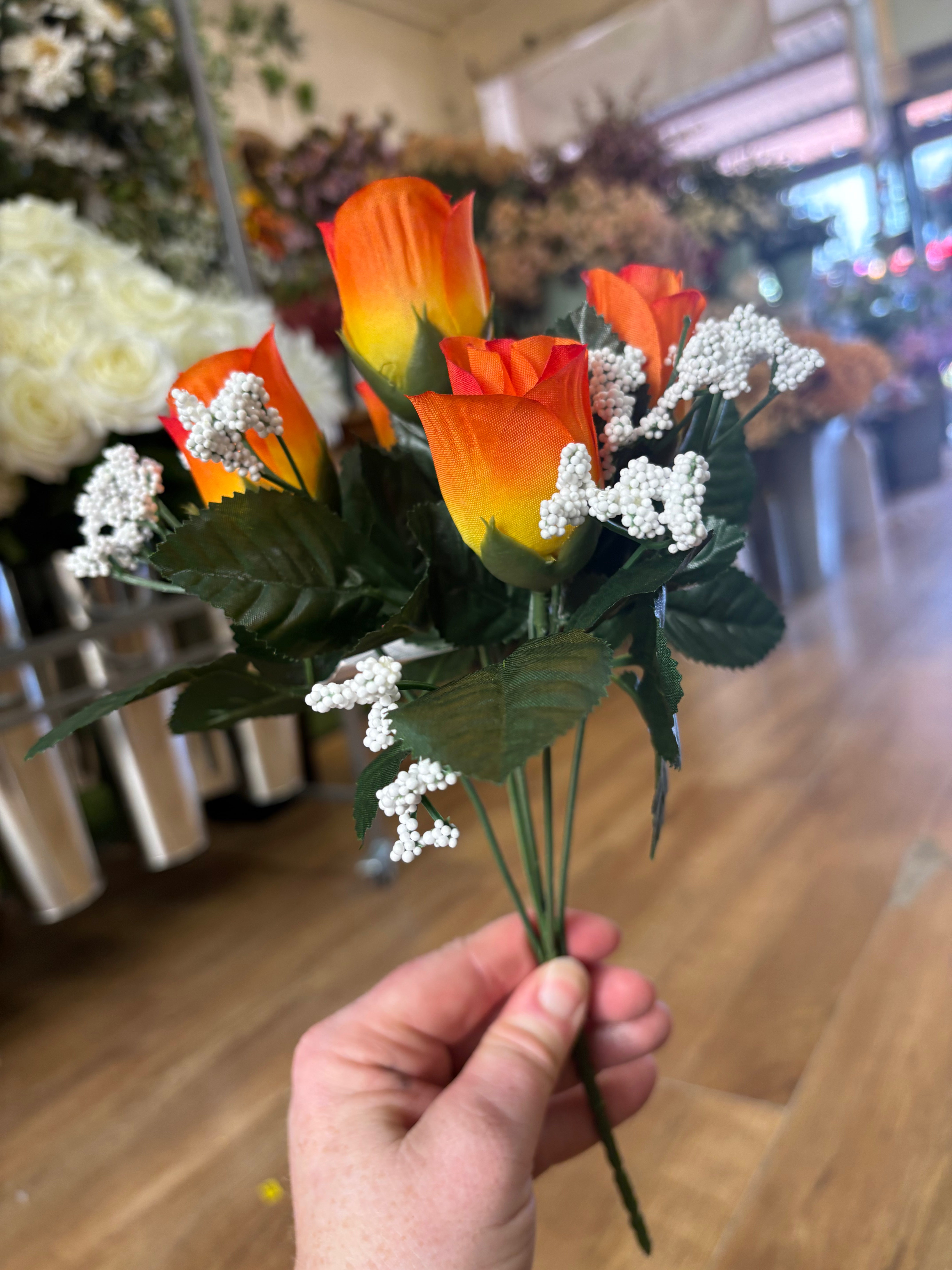 Rosebud and gypsophila bunch - 6 colours available