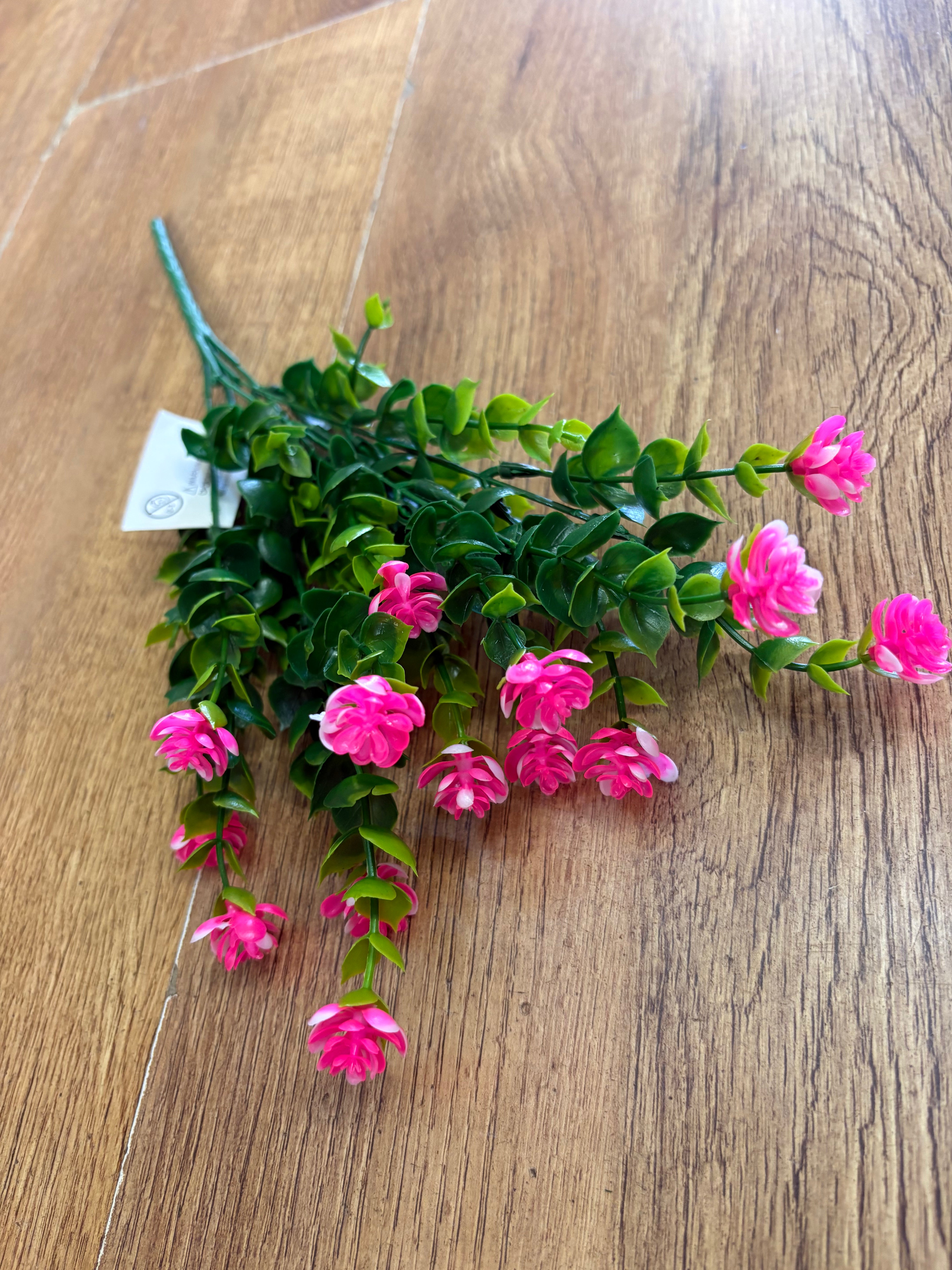 Plastic flowering greenery bunch - 6 colours available