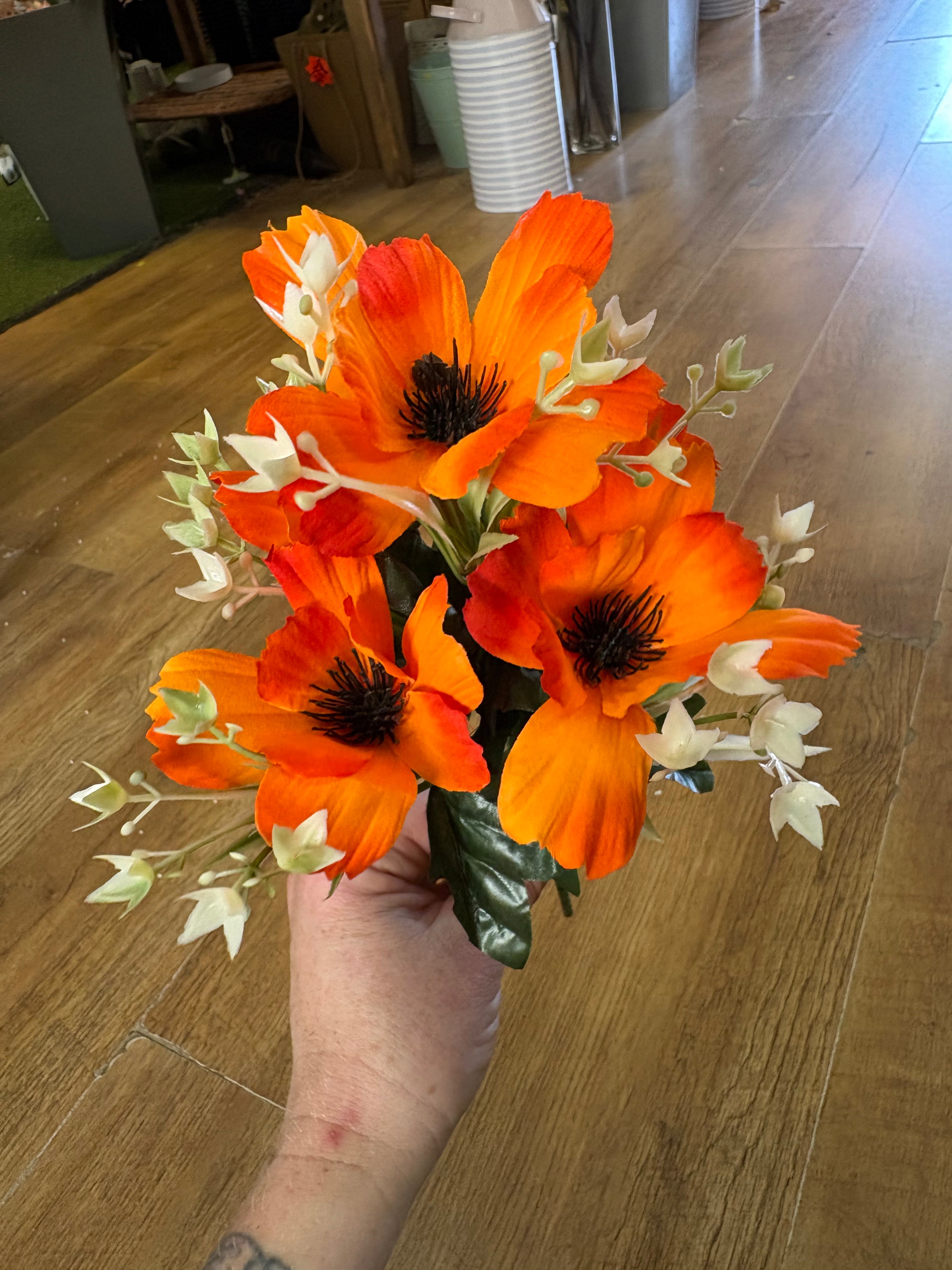 Anemone with white filler bunch - 6 colours available