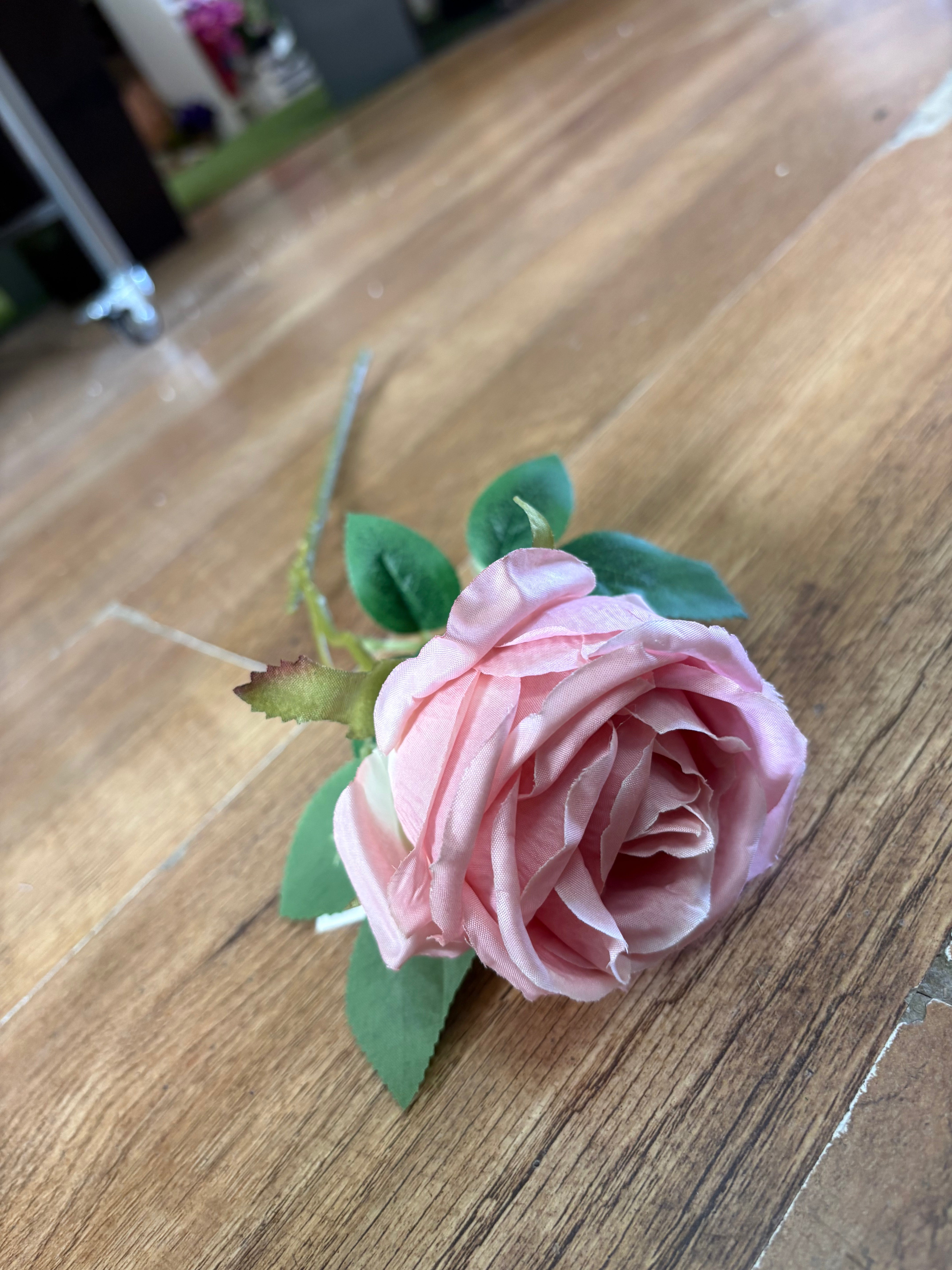 Single pink globe rose (head approx 8/9cm)