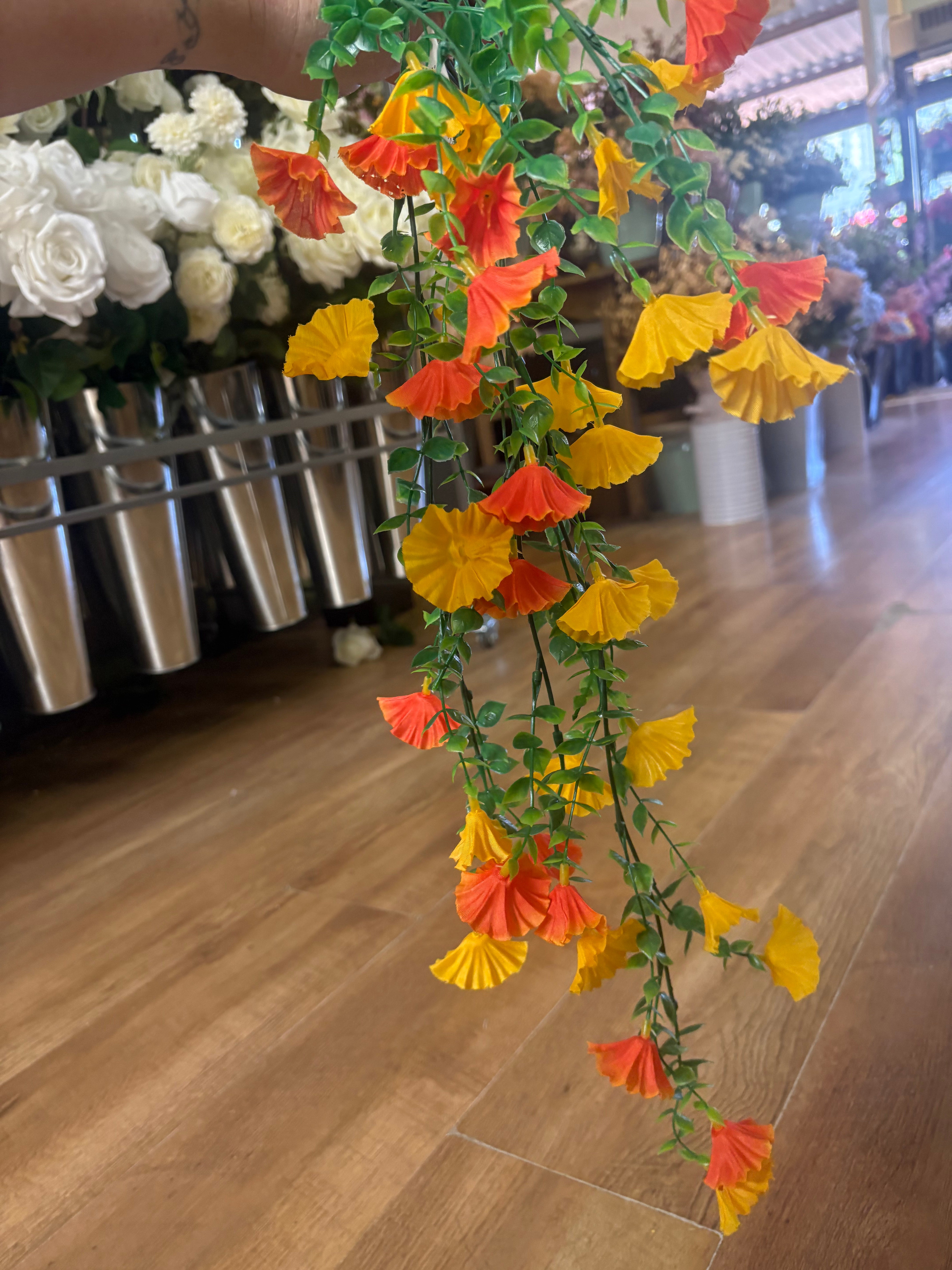 Orange and yellow petunia trailer
