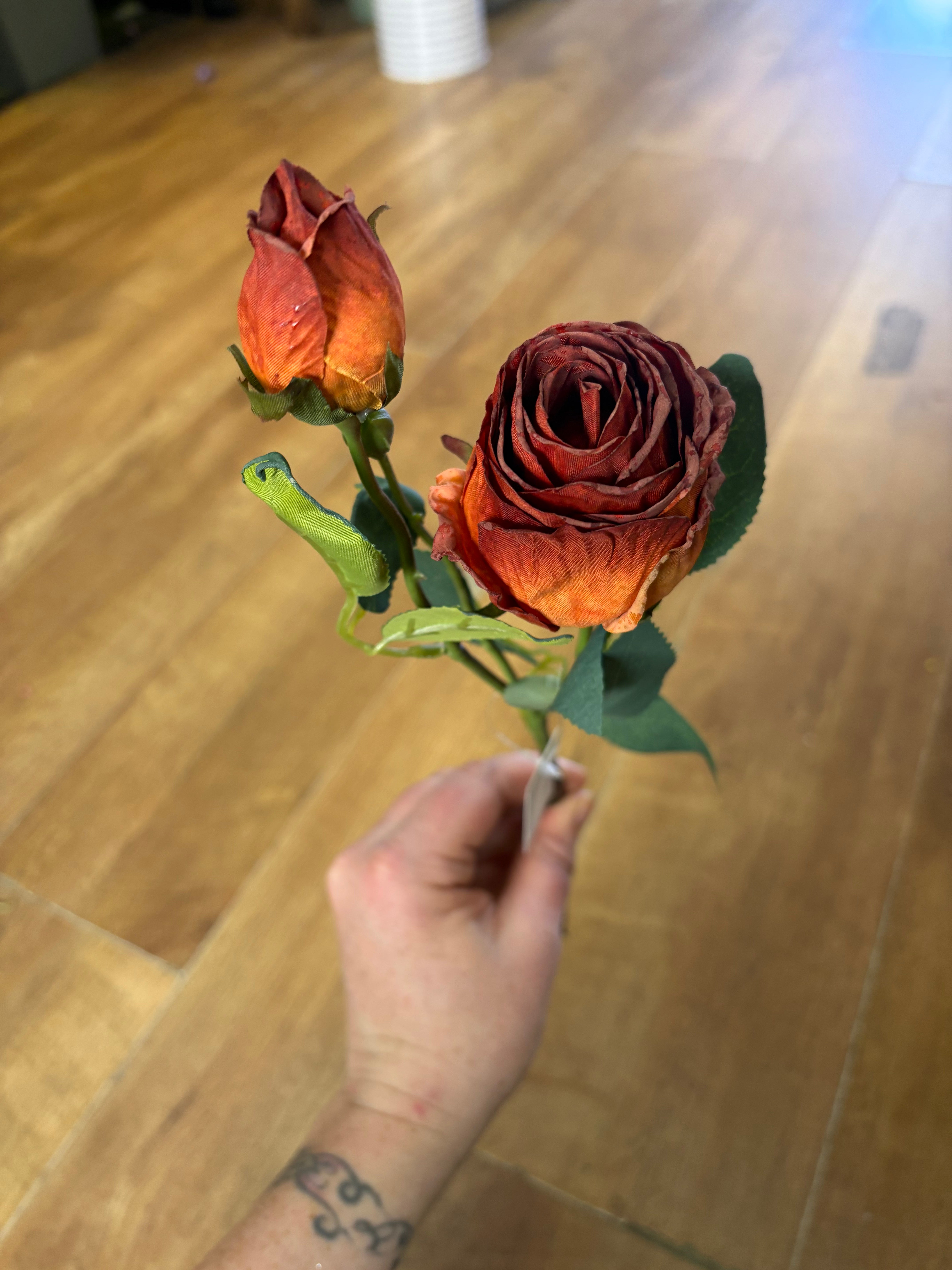 Dried inspired single russet gemini rose