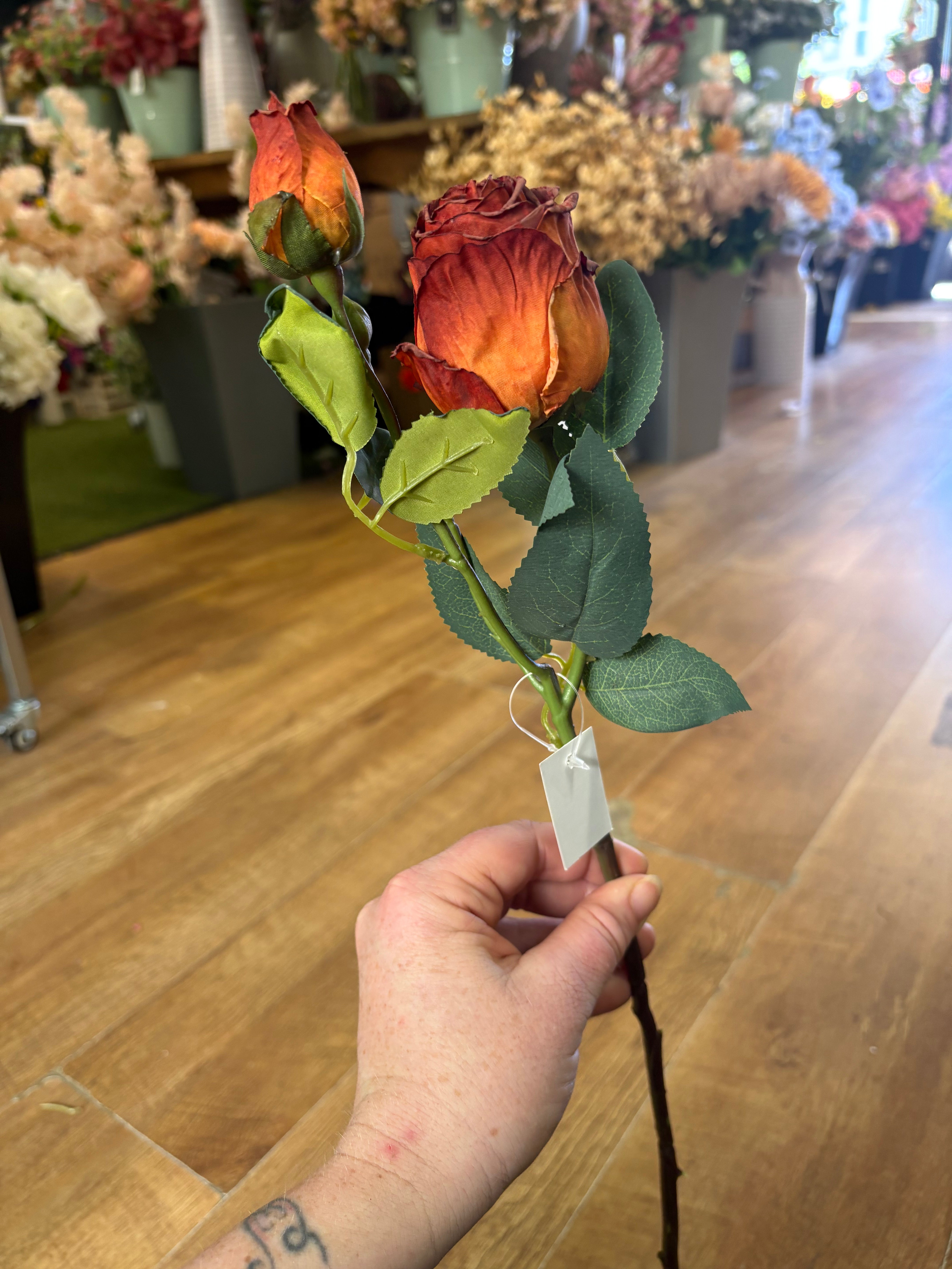 Dried inspired single russet gemini rose