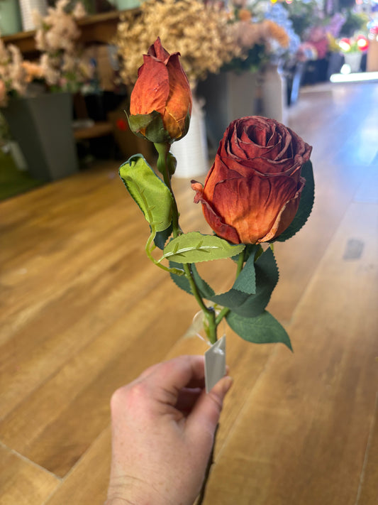 Dried inspired single russet gemini rose
