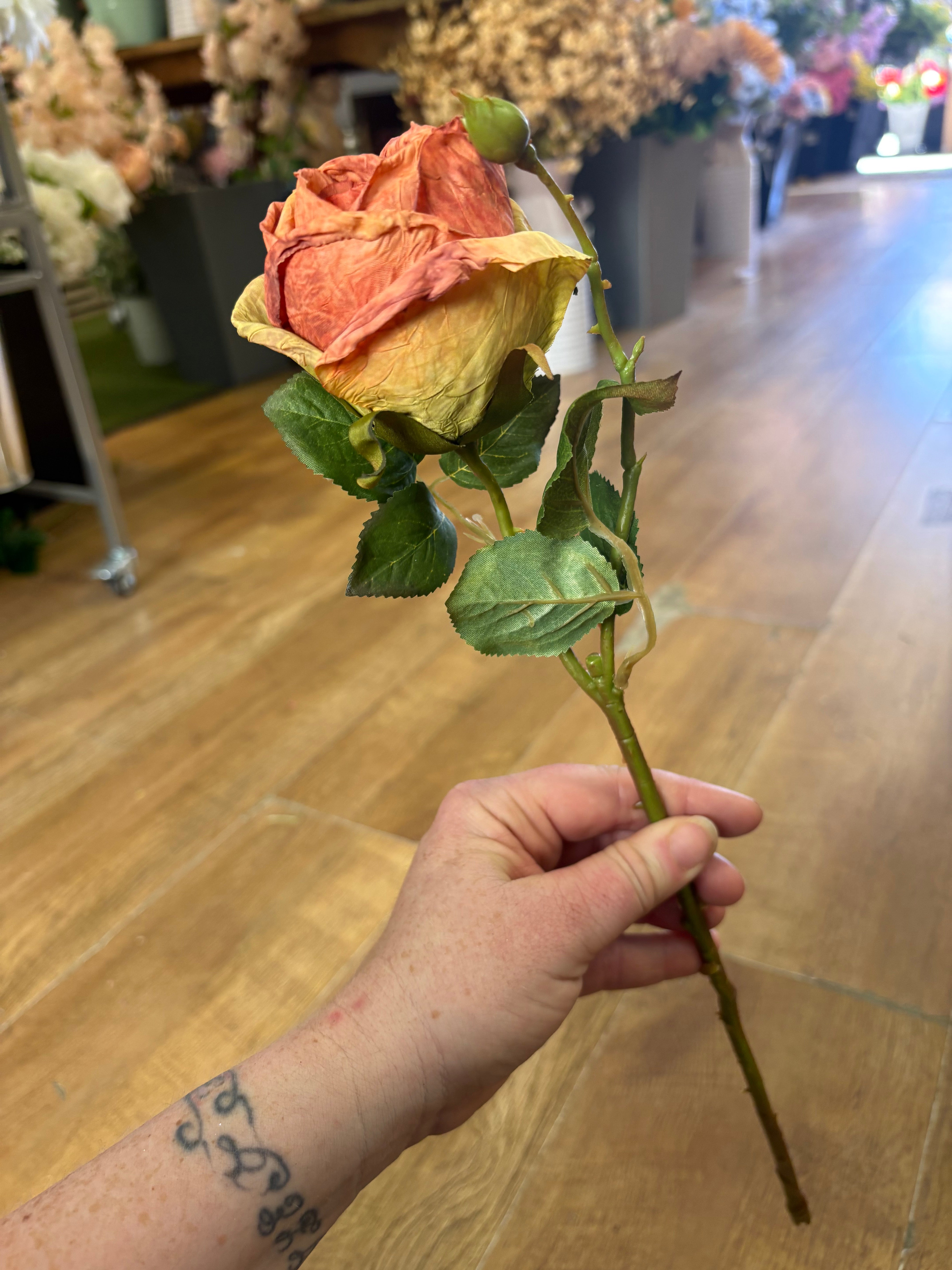Dried inspired single orange Valera rose