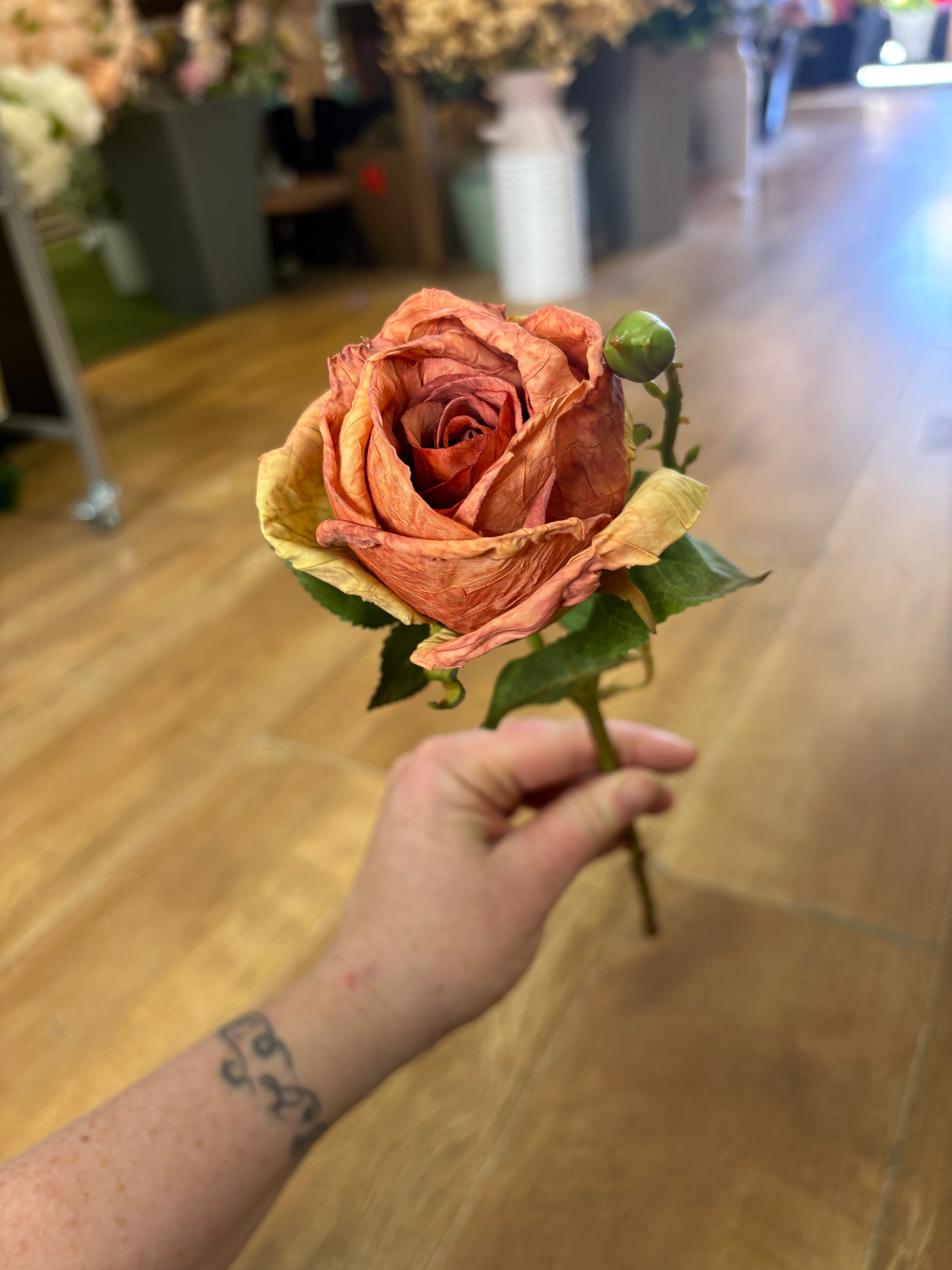 Dried inspired single orange Valera rose