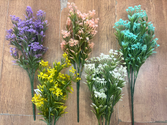 Plastic blossom bunch - 5 colours available