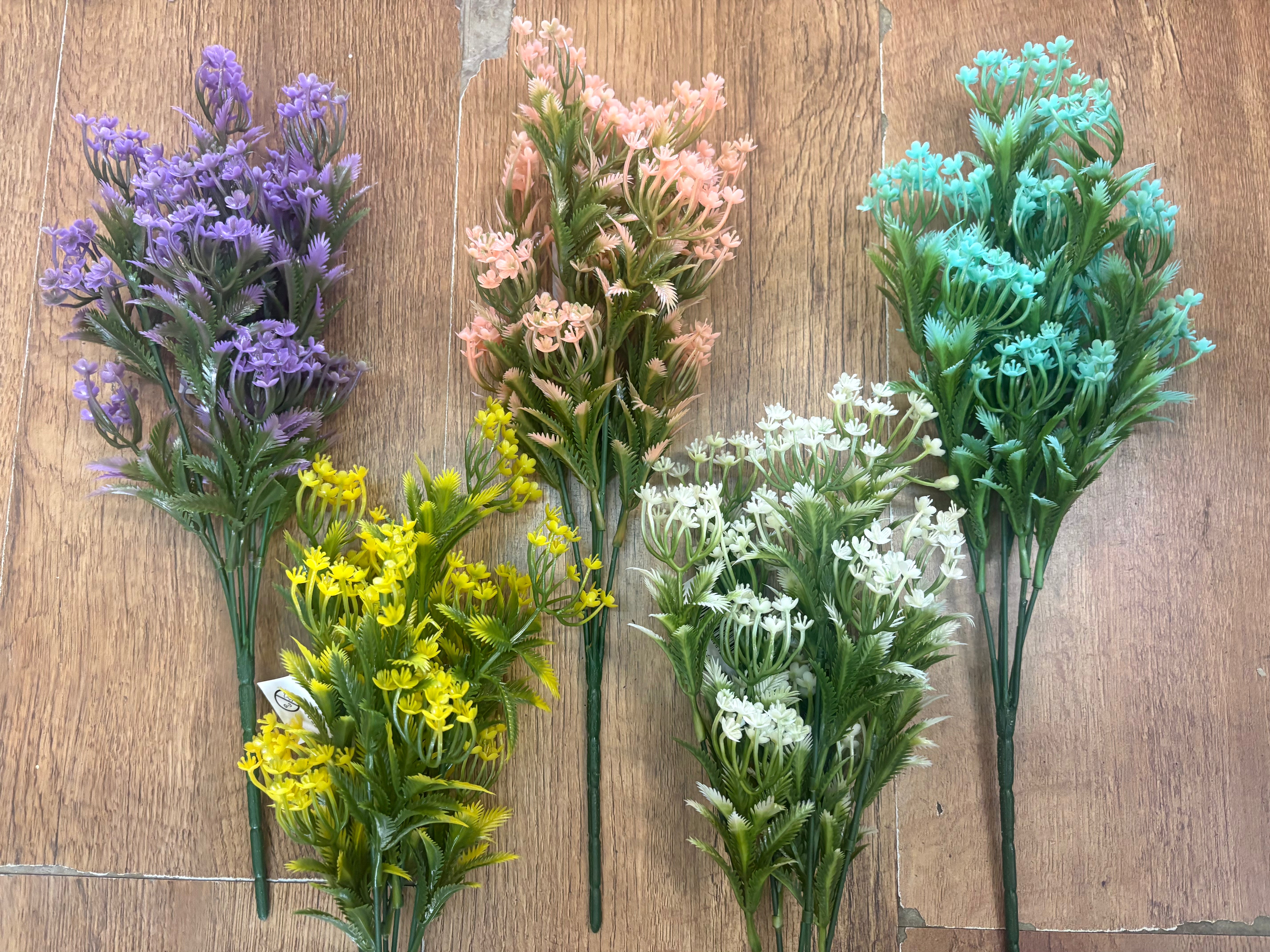 Plastic blossom bunch - 5 colours available