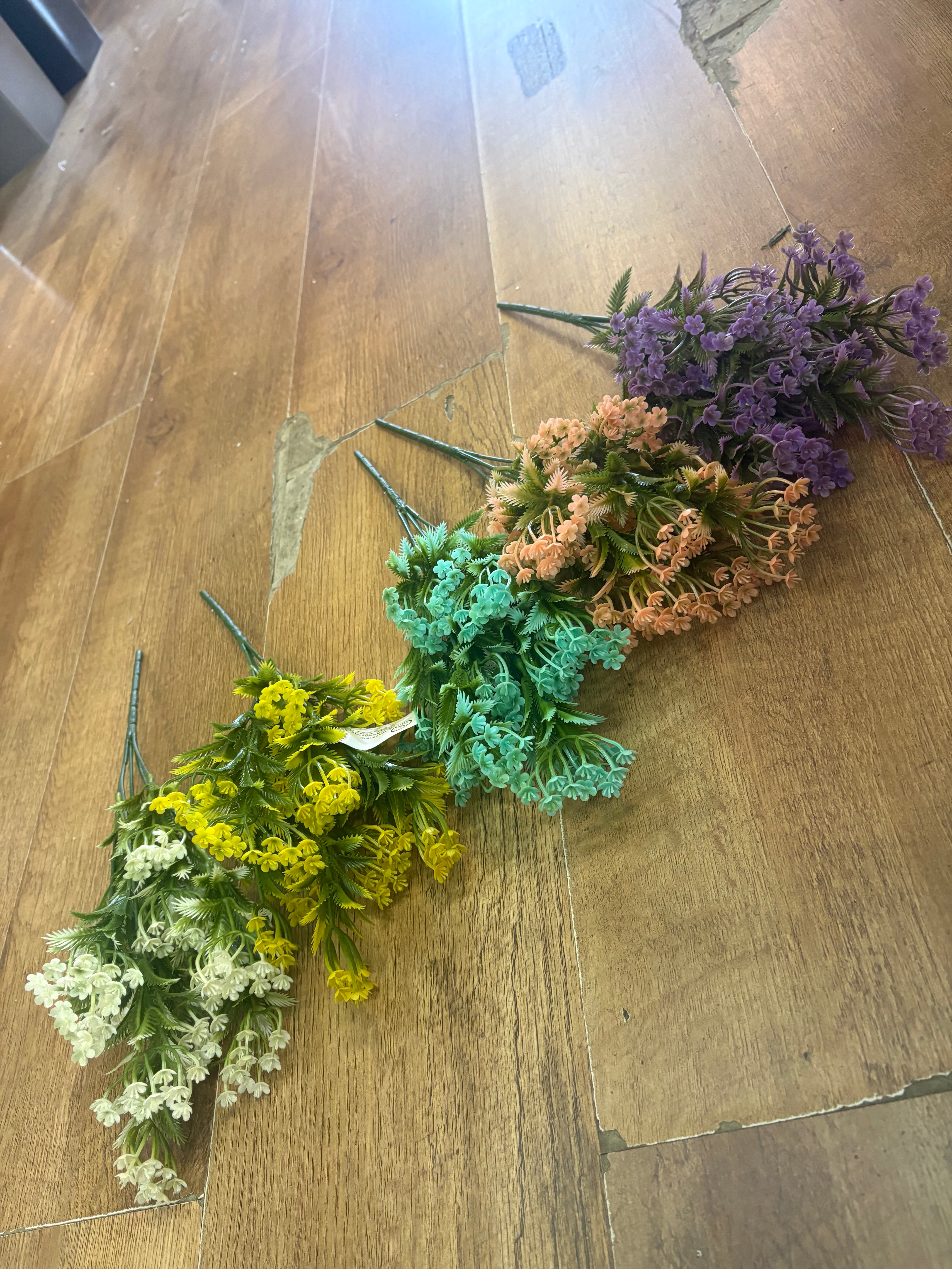Plastic blossom bunch - 5 colours available