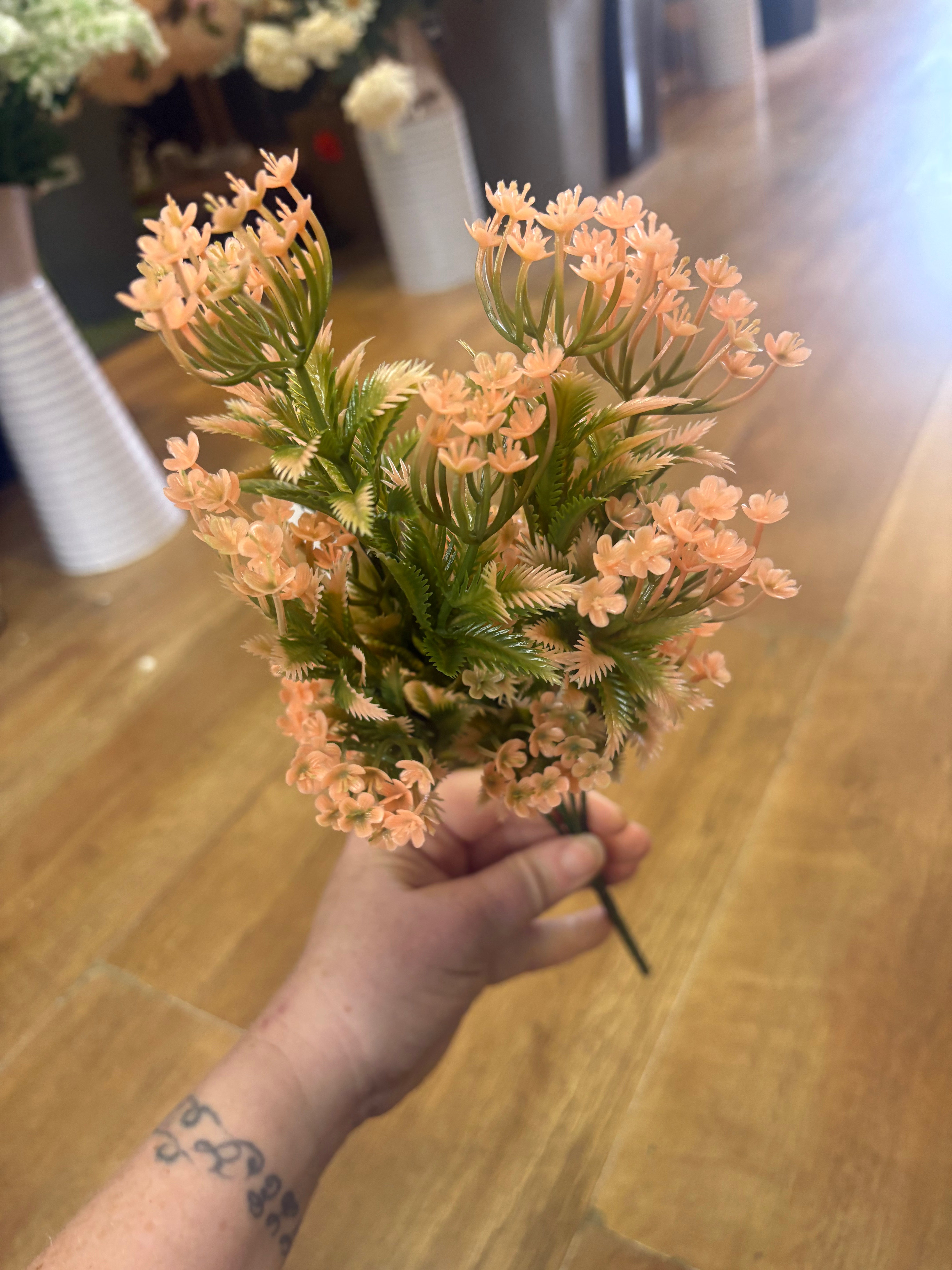Plastic blossom bunch - 5 colours available