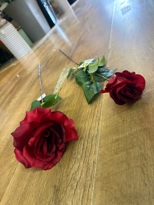 Long stem darker toned red rose - 2 styles available