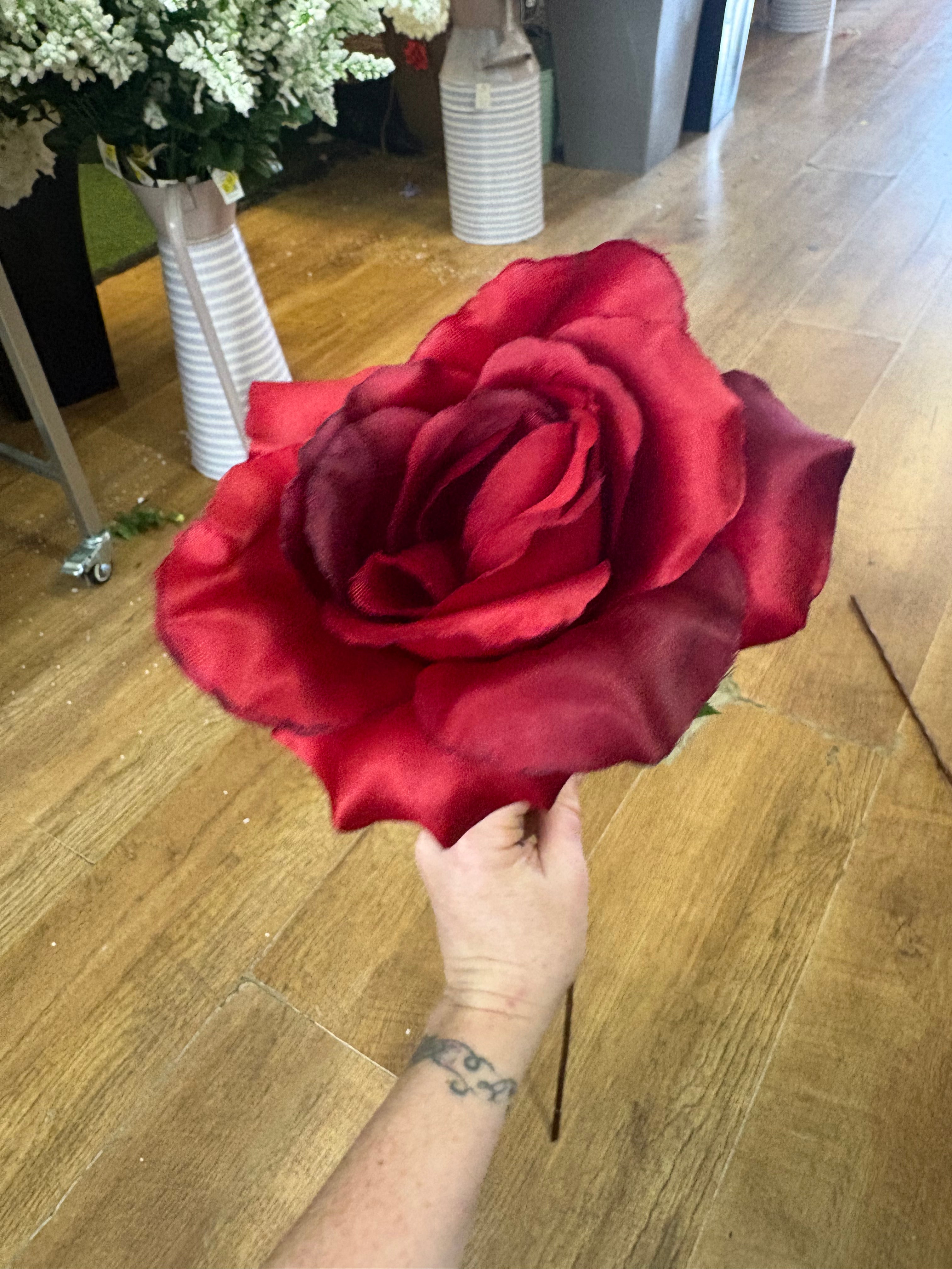 Long stem darker toned red rose - 2 styles available