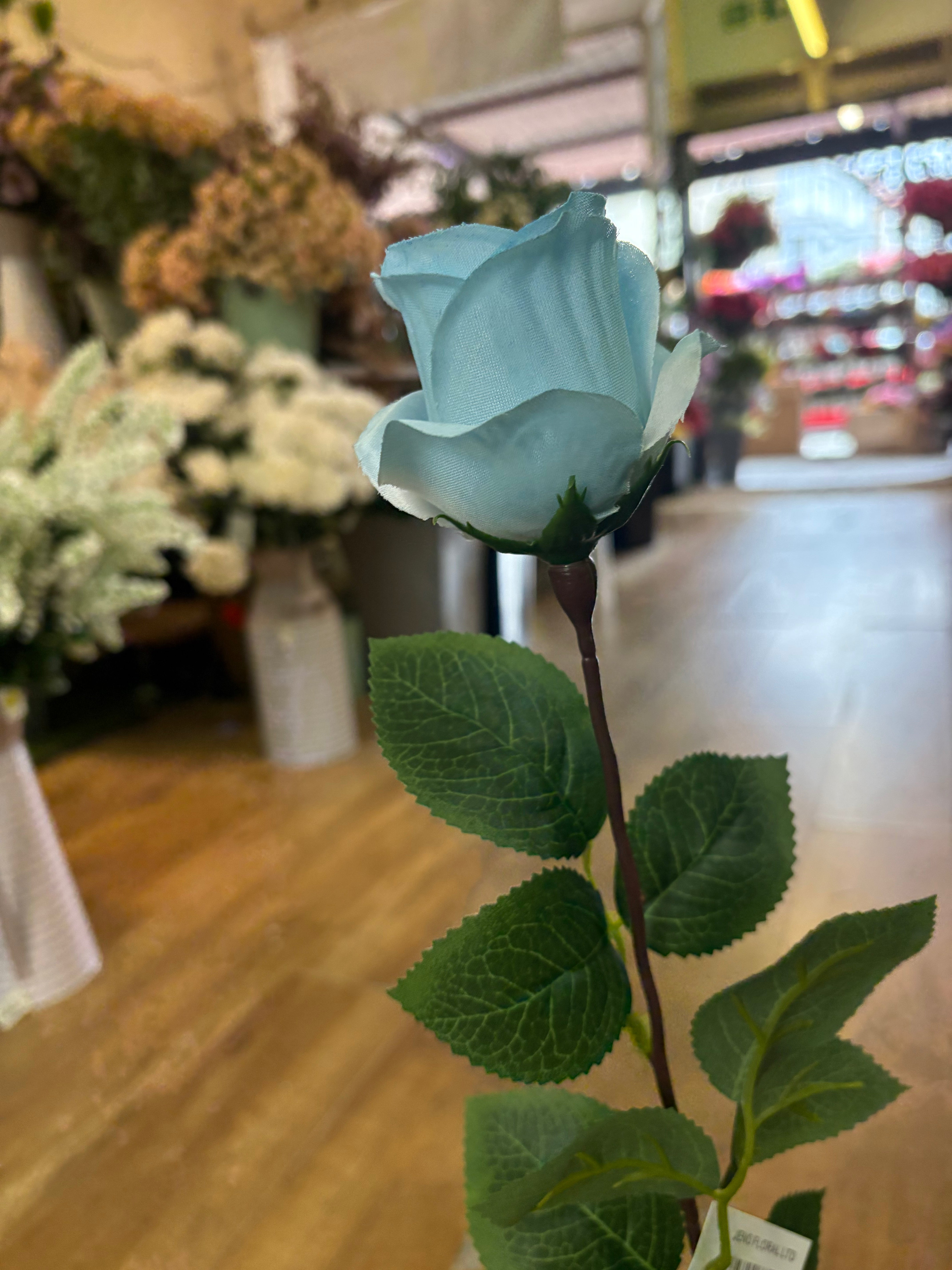 Long stem pale aqua blue rose - 2 styles available