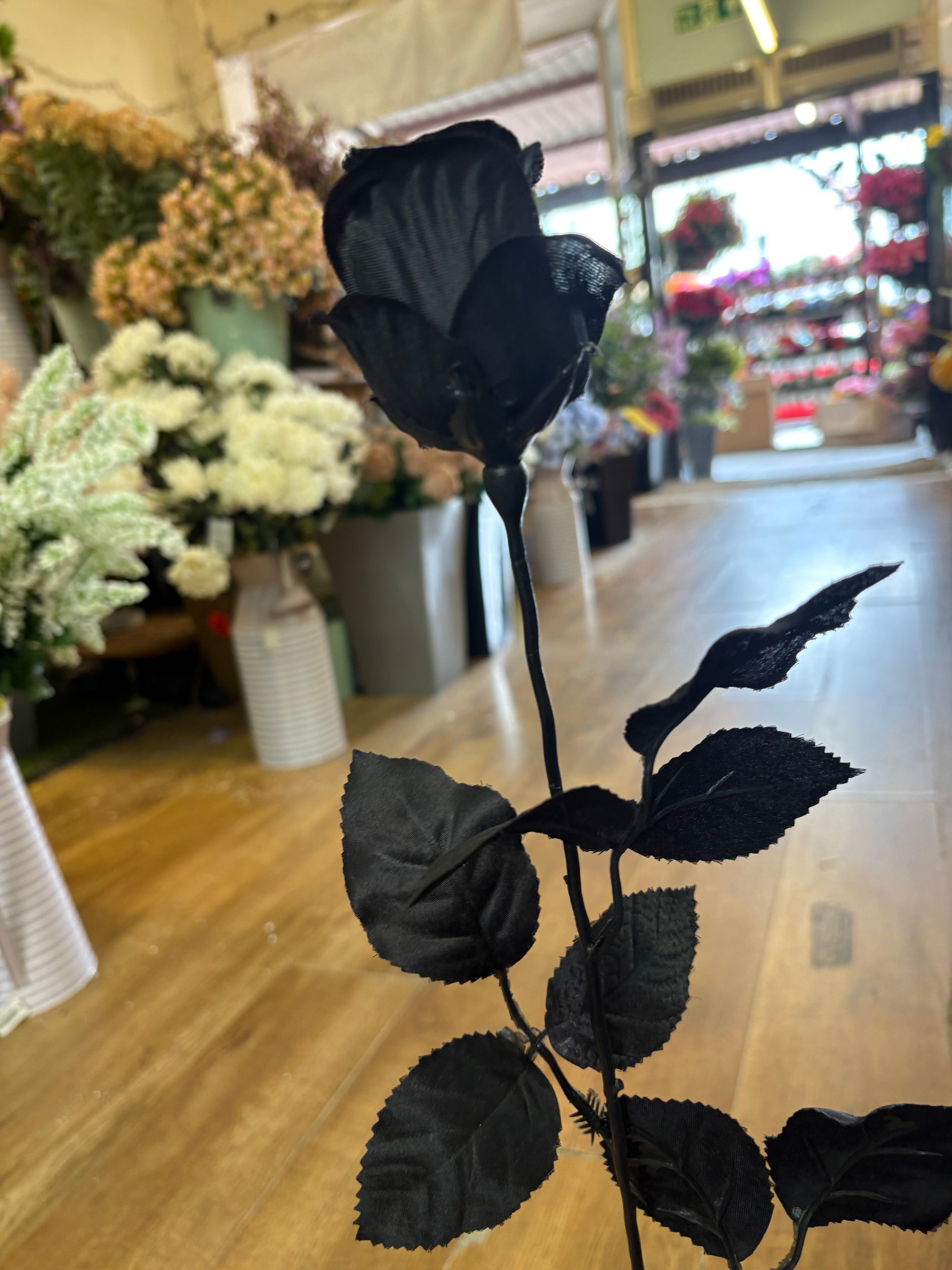 Long stem black rose - 2 styles available