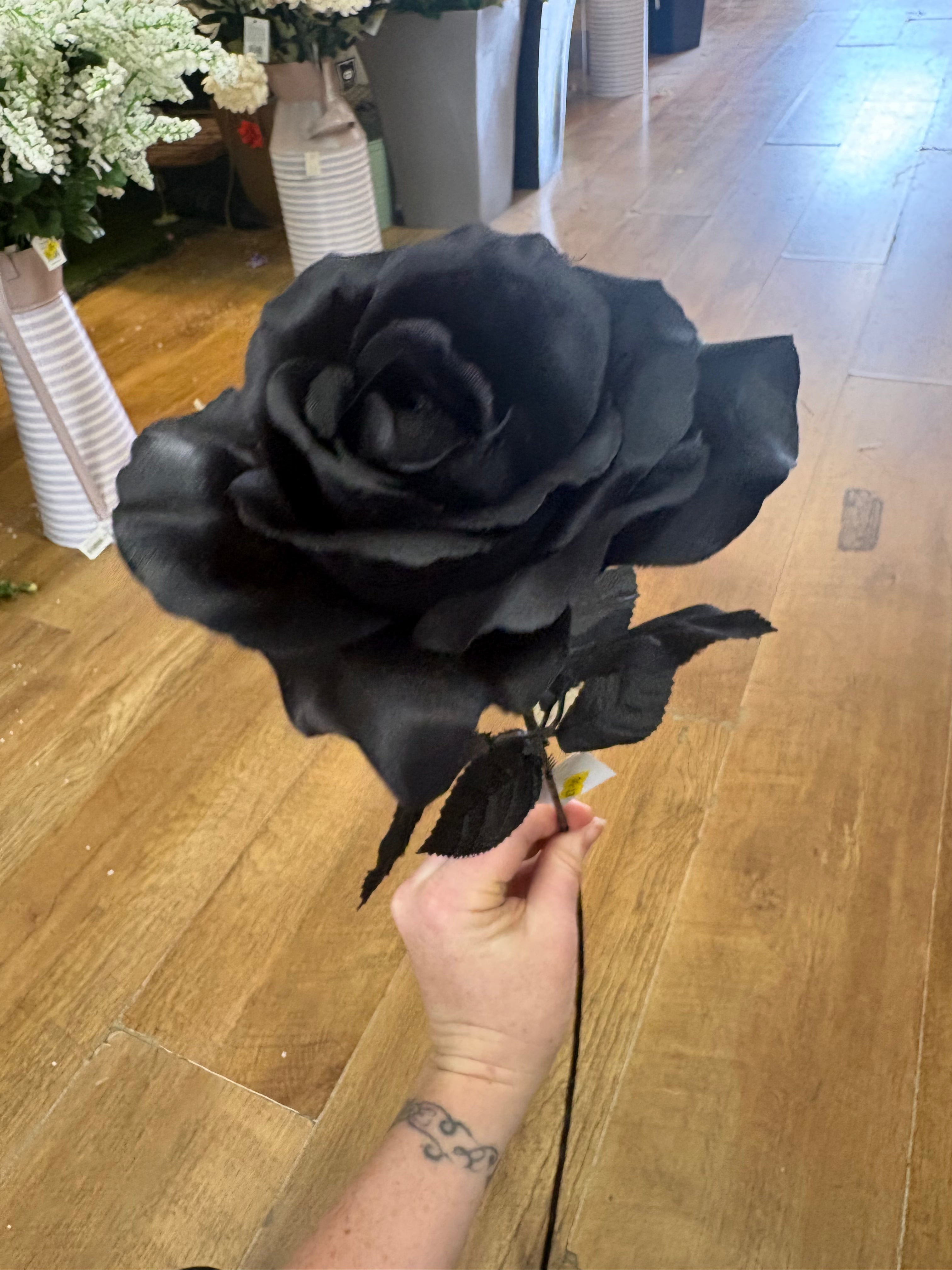 Long stem black rose - 2 styles available