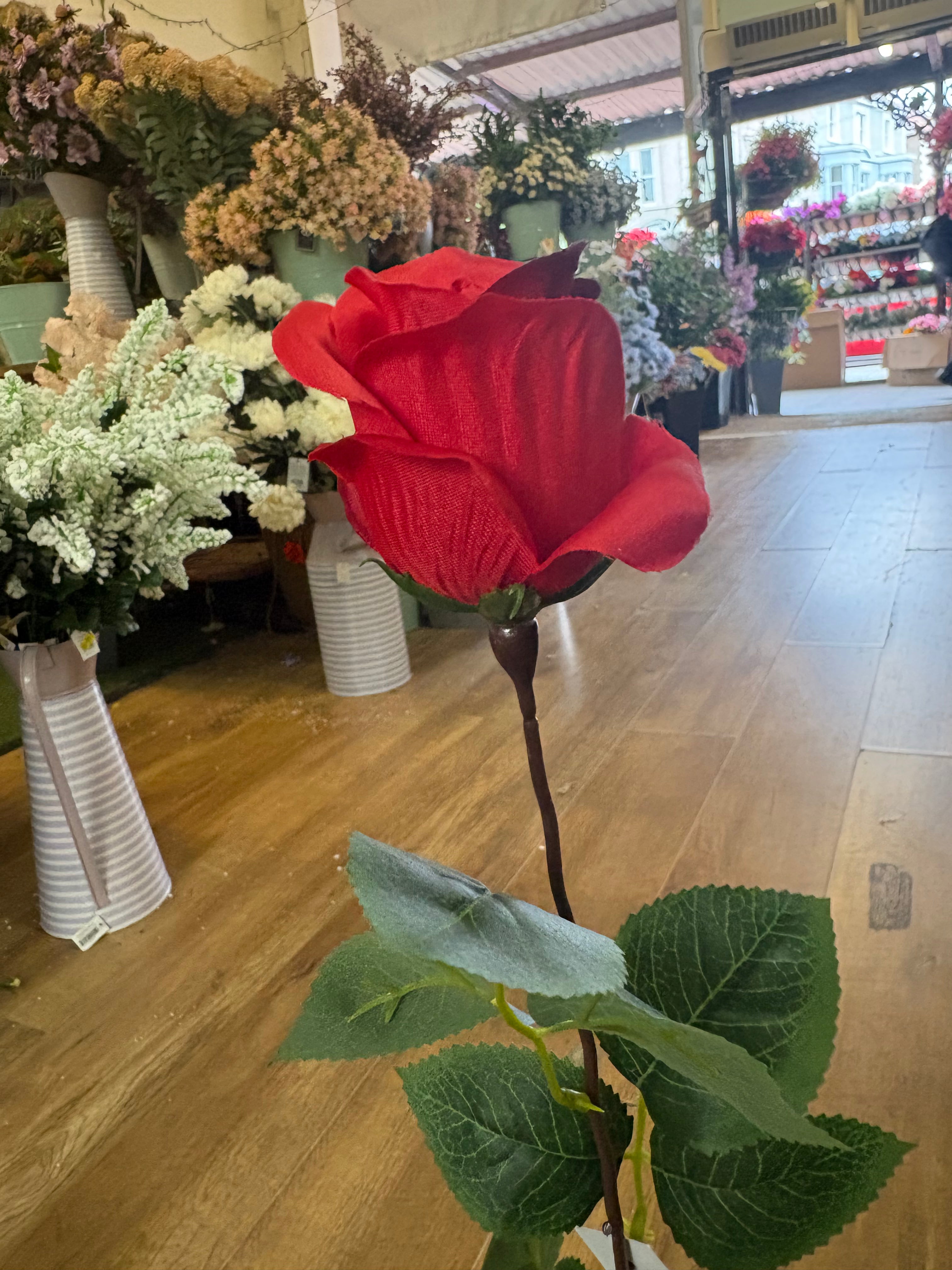 Long stem brighter red rose - 2 styles available