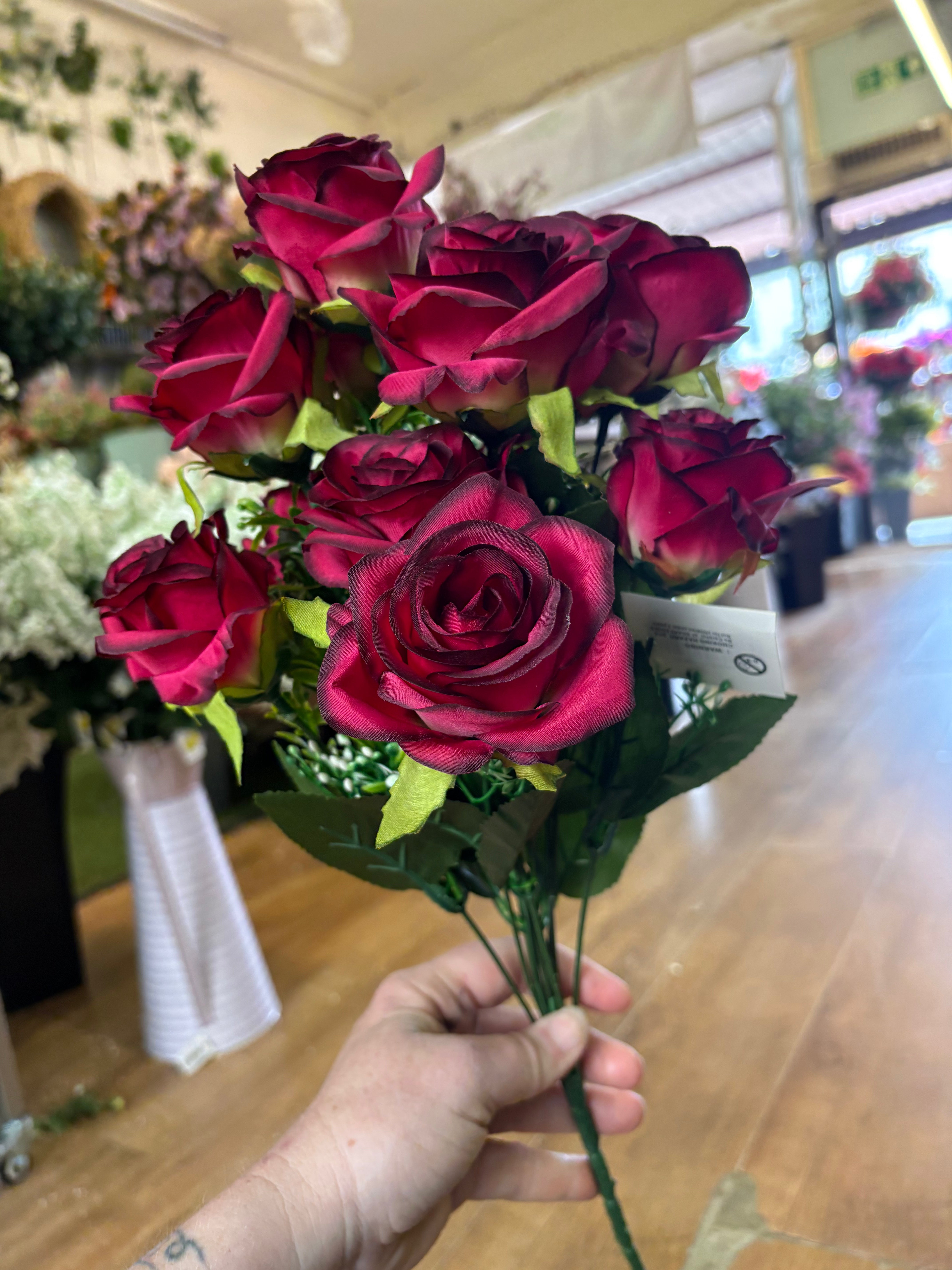 Deep magenta 12 head rose bouquet