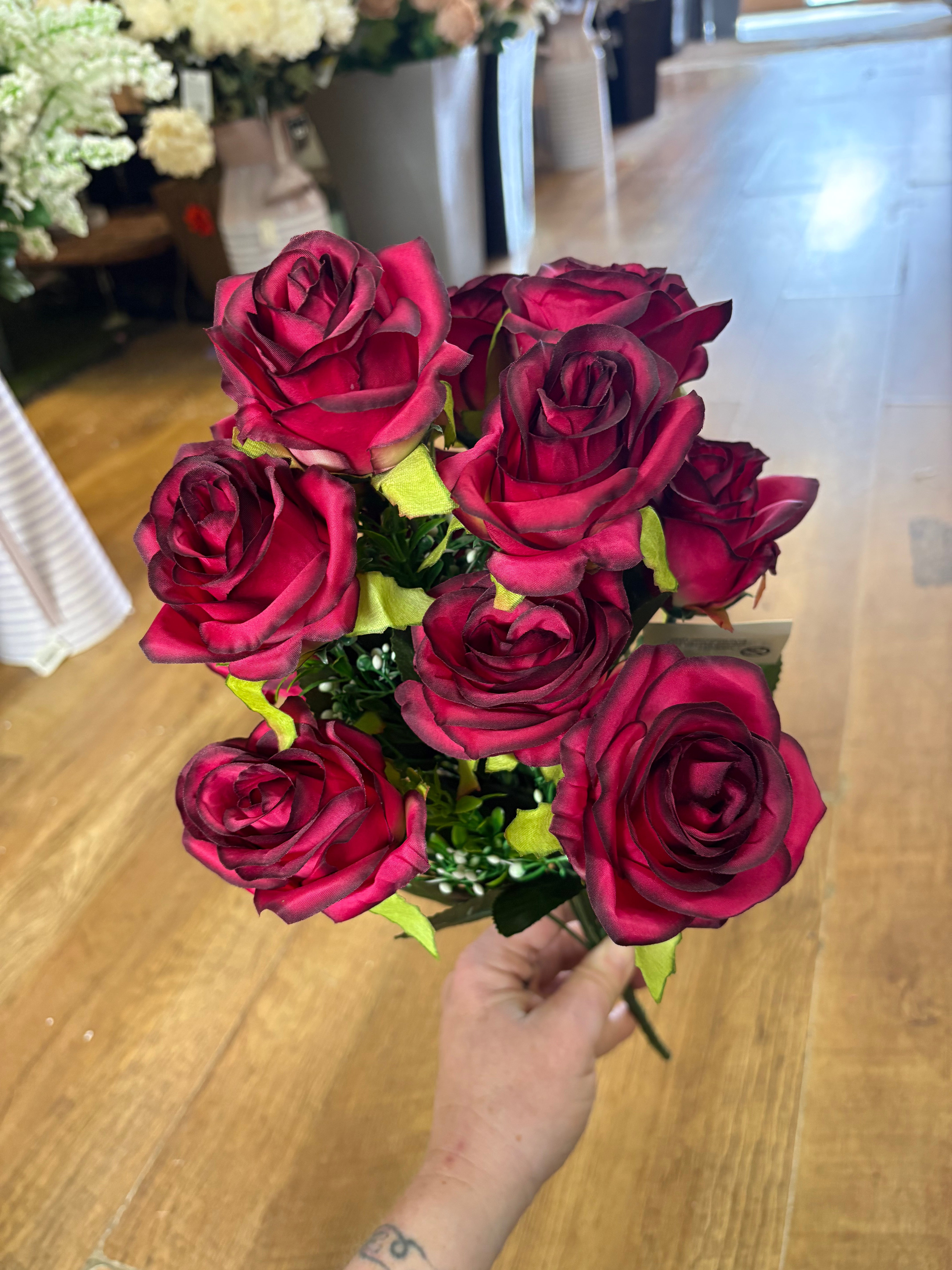 Deep magenta 12 head rose bouquet