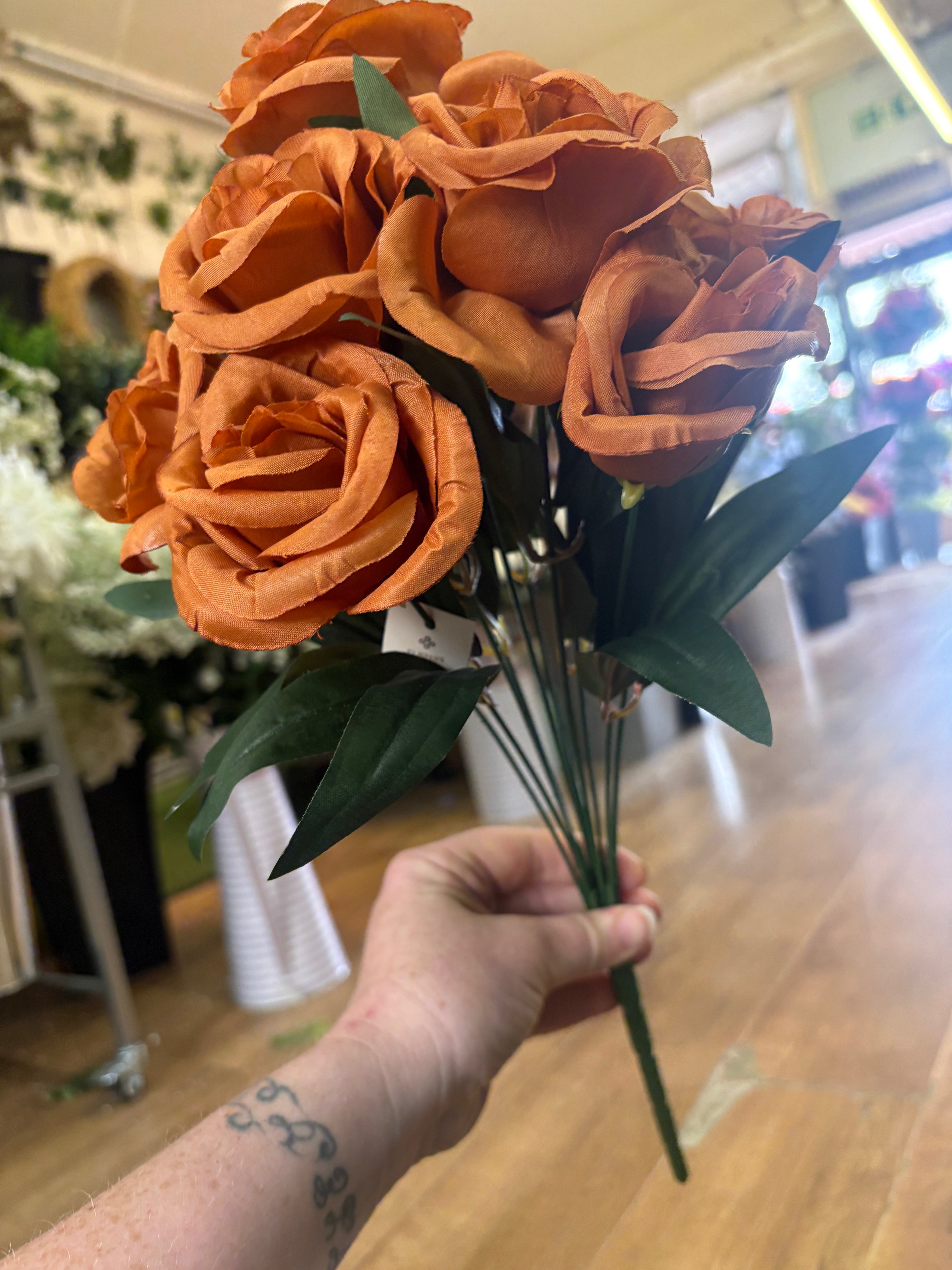 Large 10 headed autumnal cabbage rose bouquet - 4 colours available