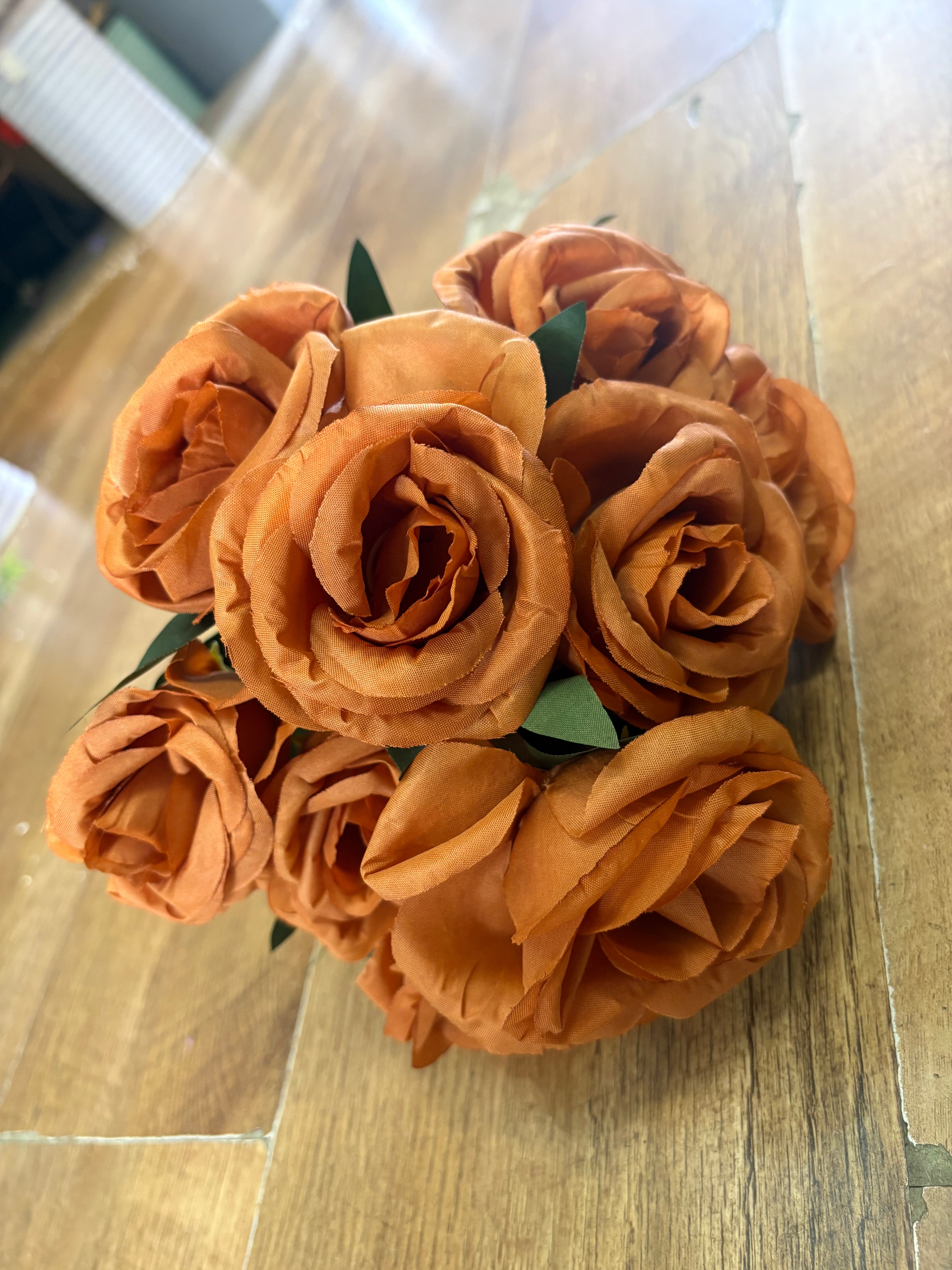 Large 10 headed autumnal cabbage rose bouquet - 4 colours available