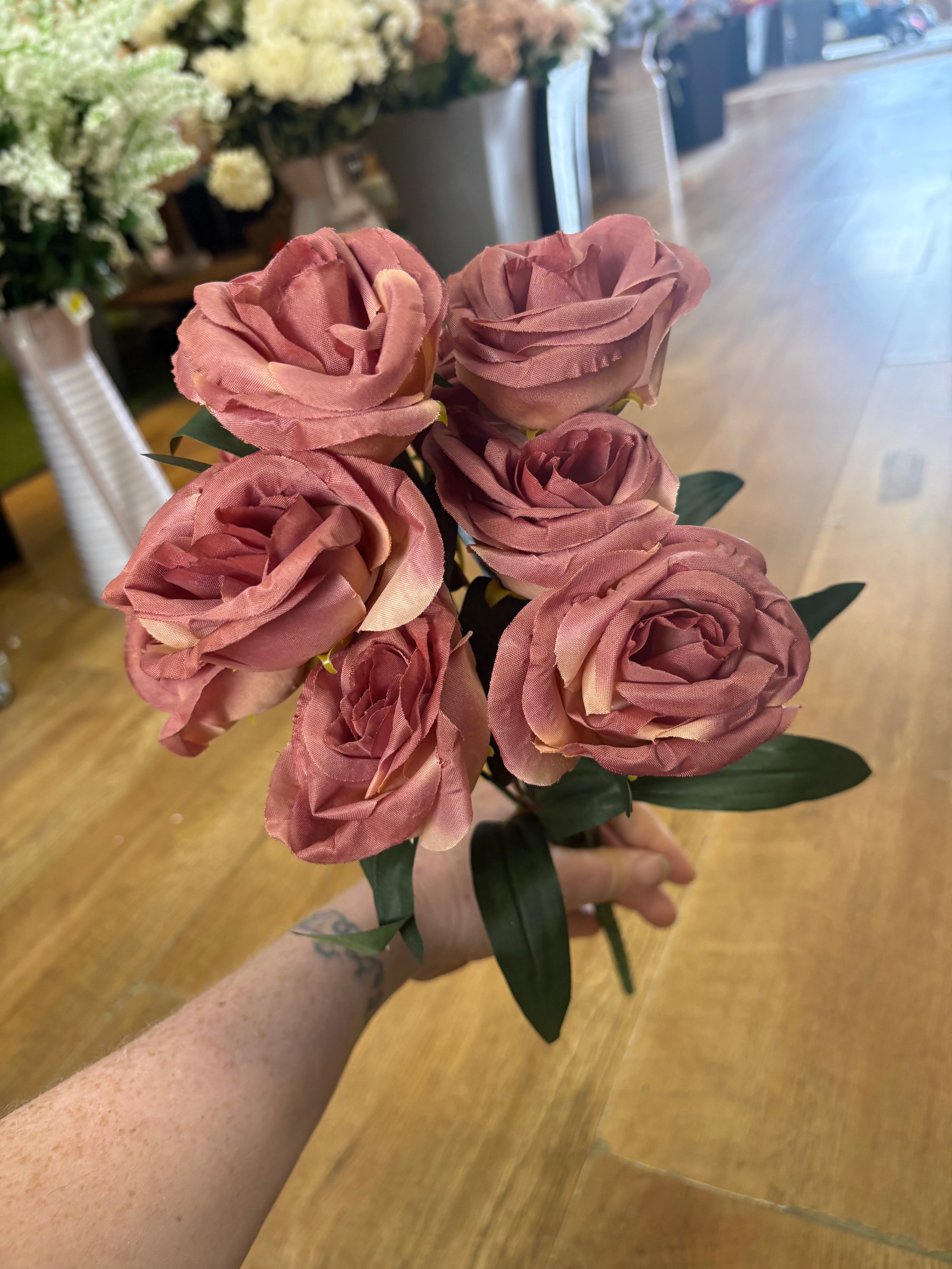 Large 10 headed autumnal cabbage rose bouquet - 4 colours available