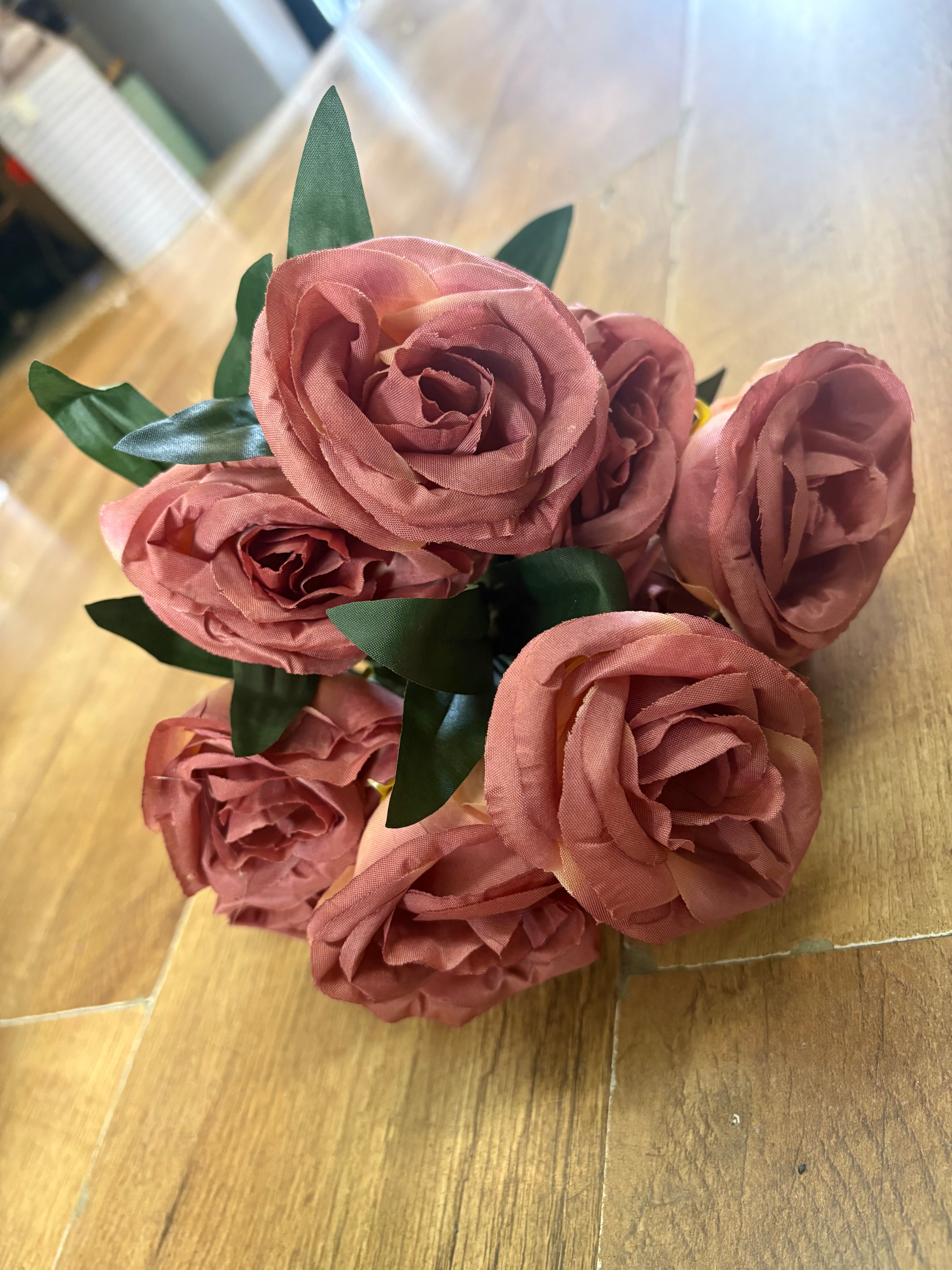 Large 10 headed autumnal cabbage rose bouquet - 4 colours available