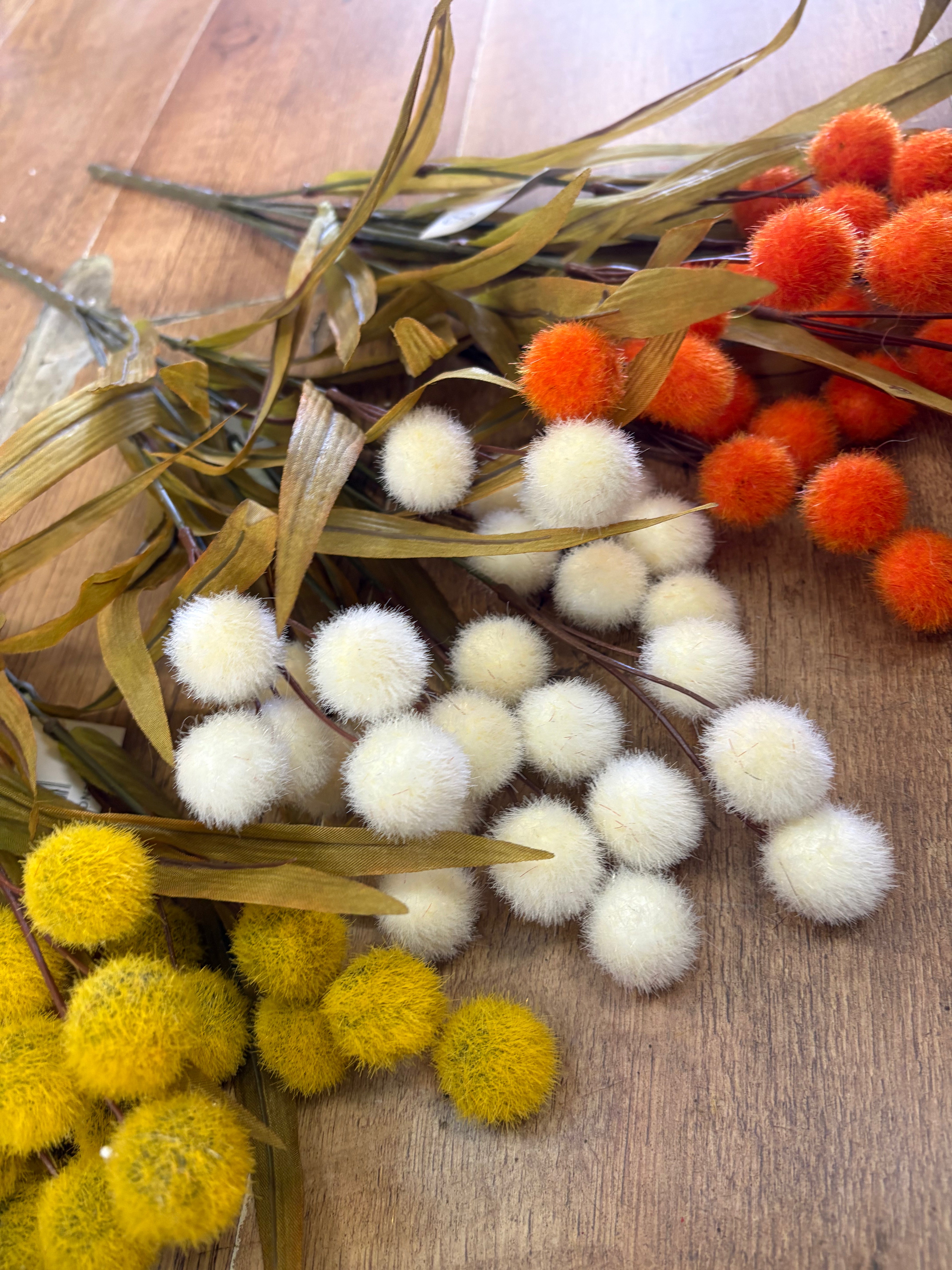 Large fluffy flocked autumnal Pom bunch - 4 colours available