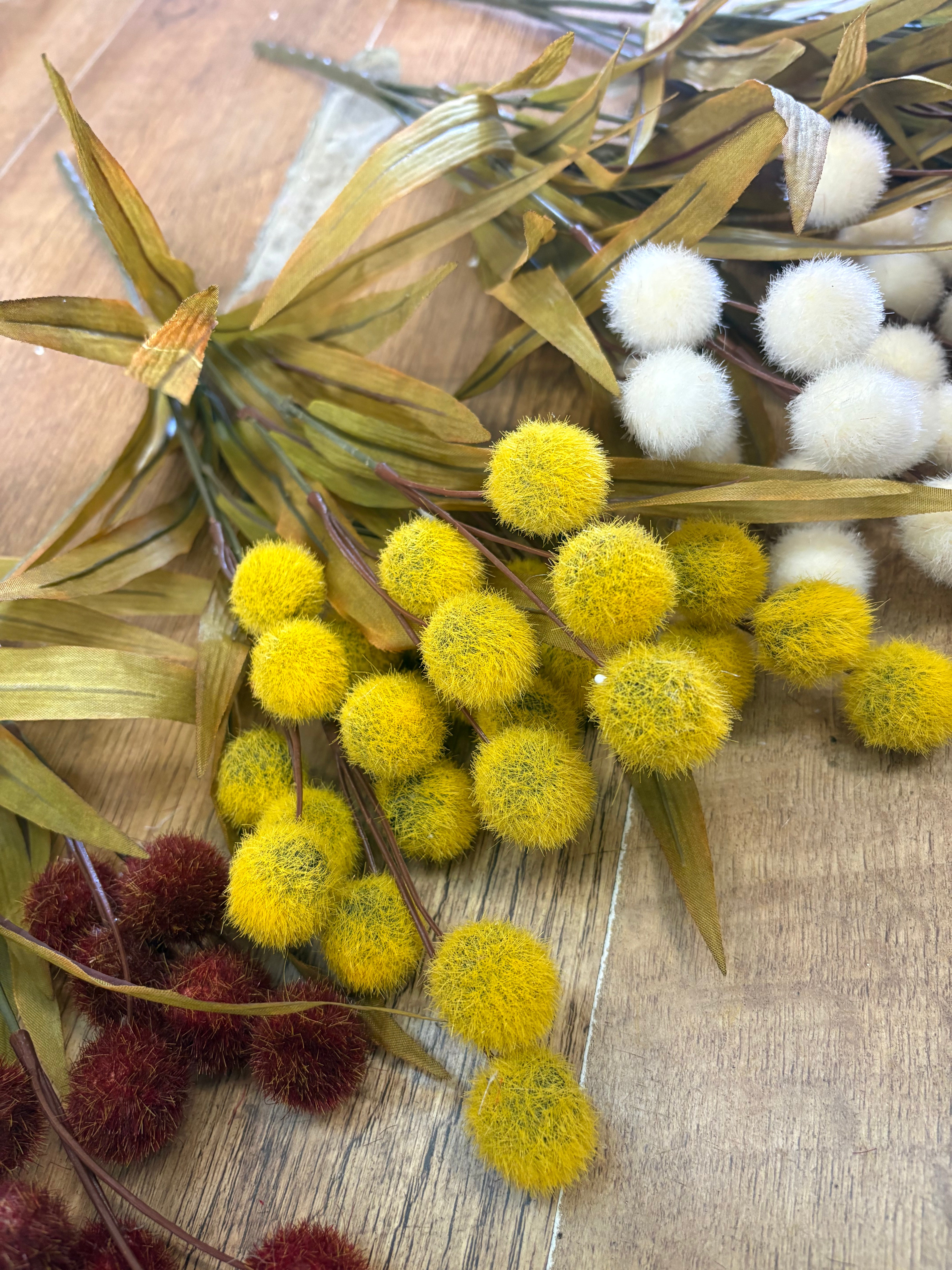 Large fluffy flocked autumnal Pom bunch - 4 colours available