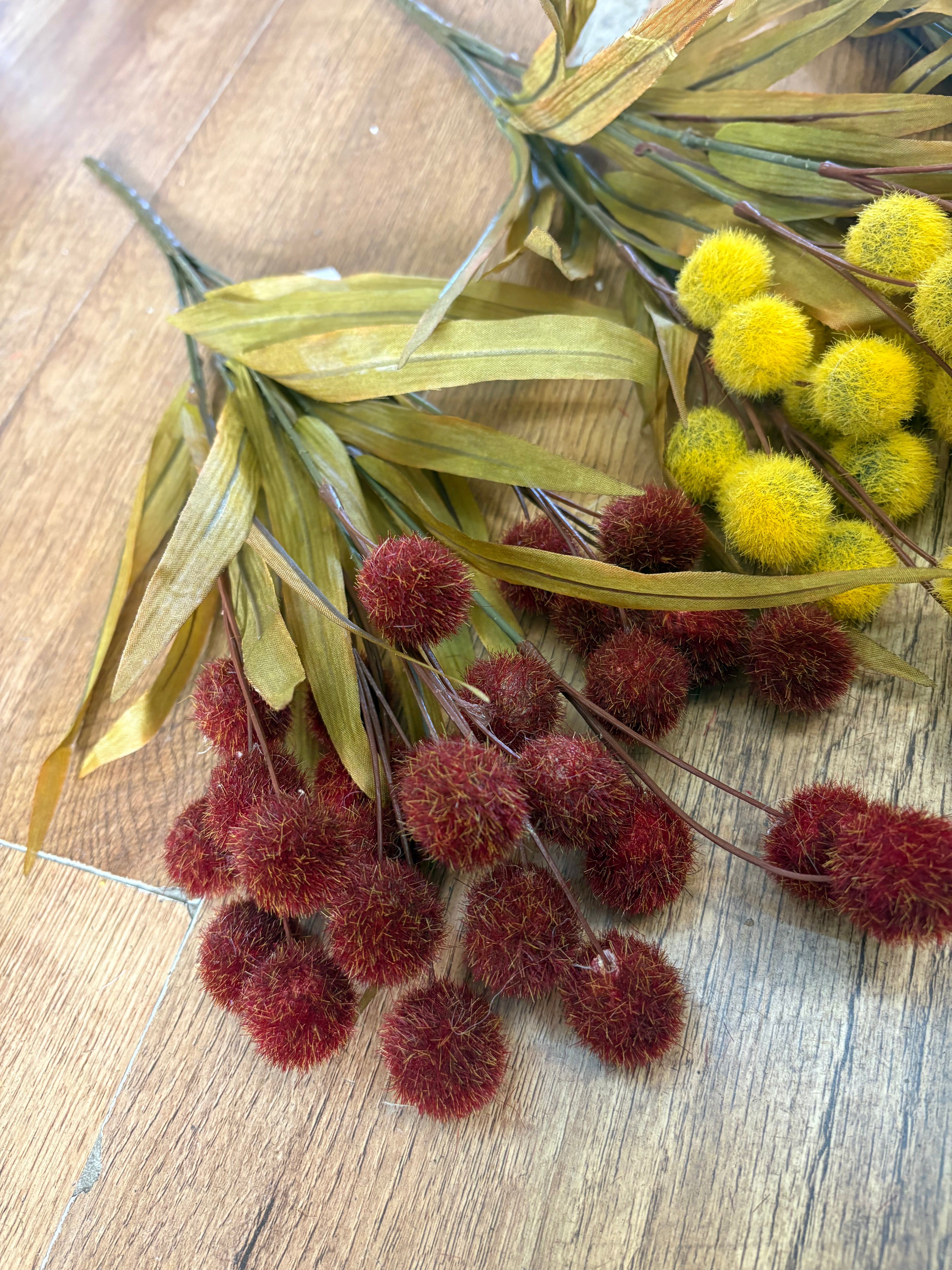 Large fluffy flocked autumnal Pom bunch - 4 colours available