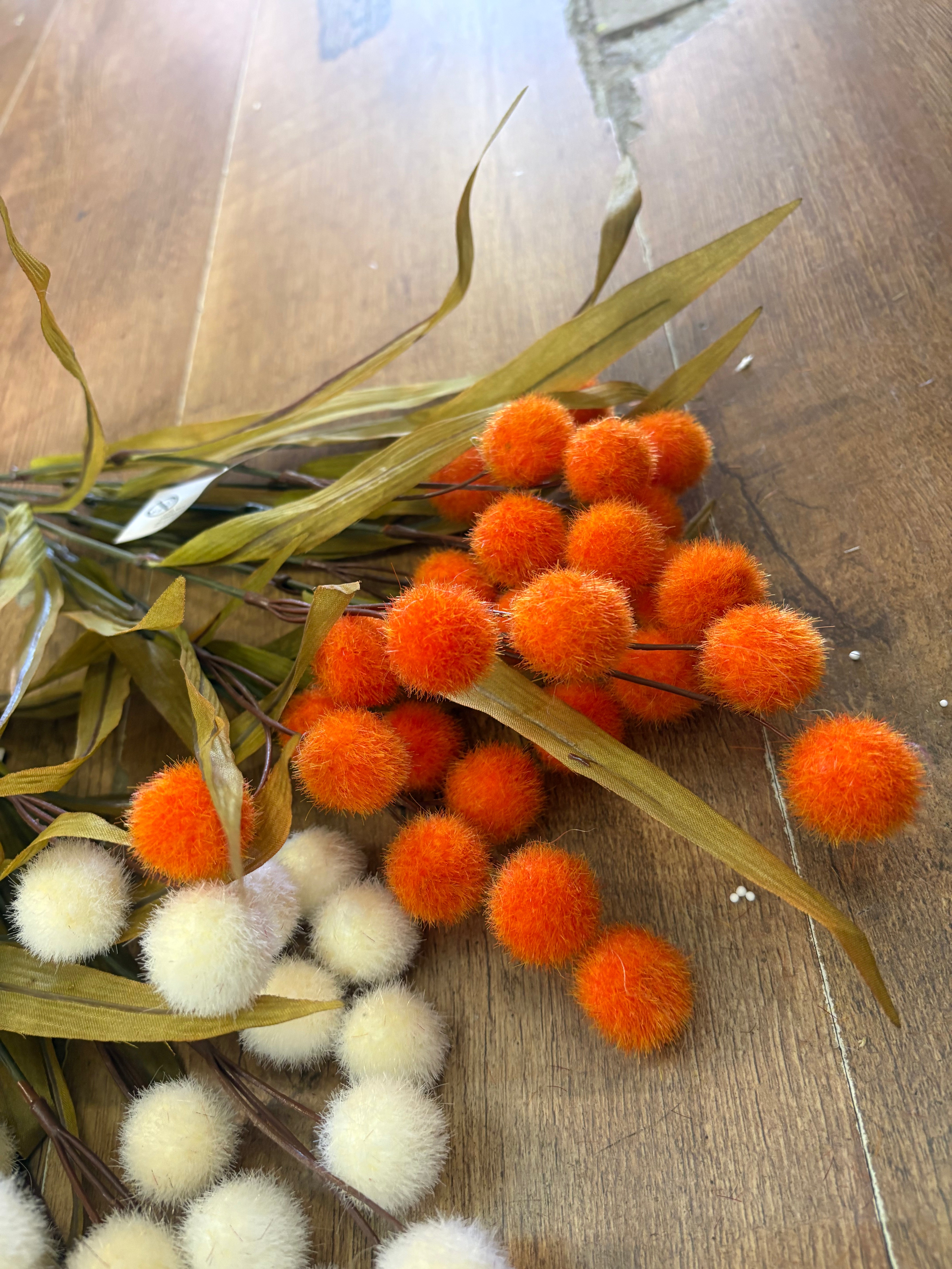 Large fluffy flocked autumnal Pom bunch - 4 colours available