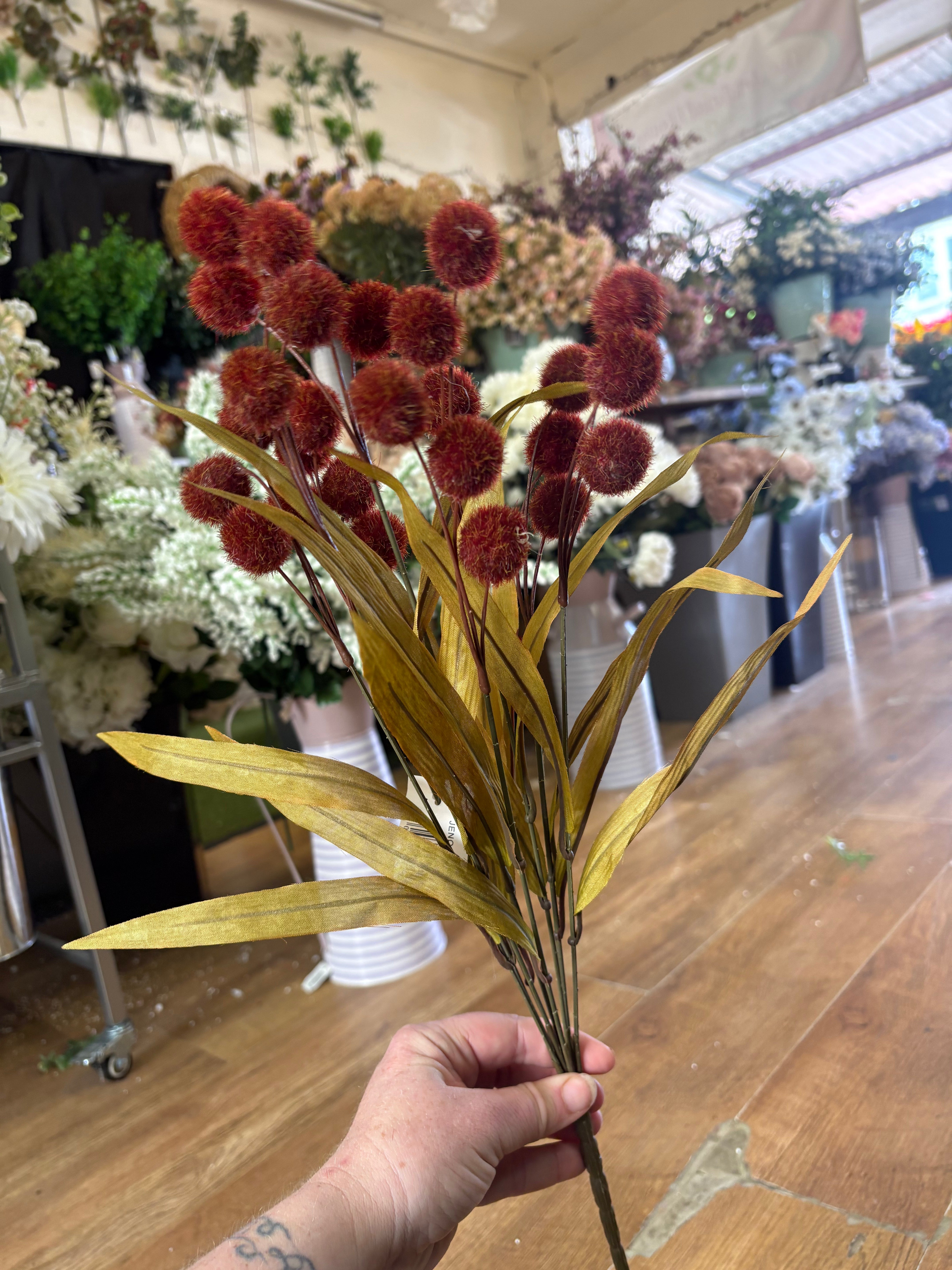 Large fluffy flocked autumnal Pom bunch - 4 colours available