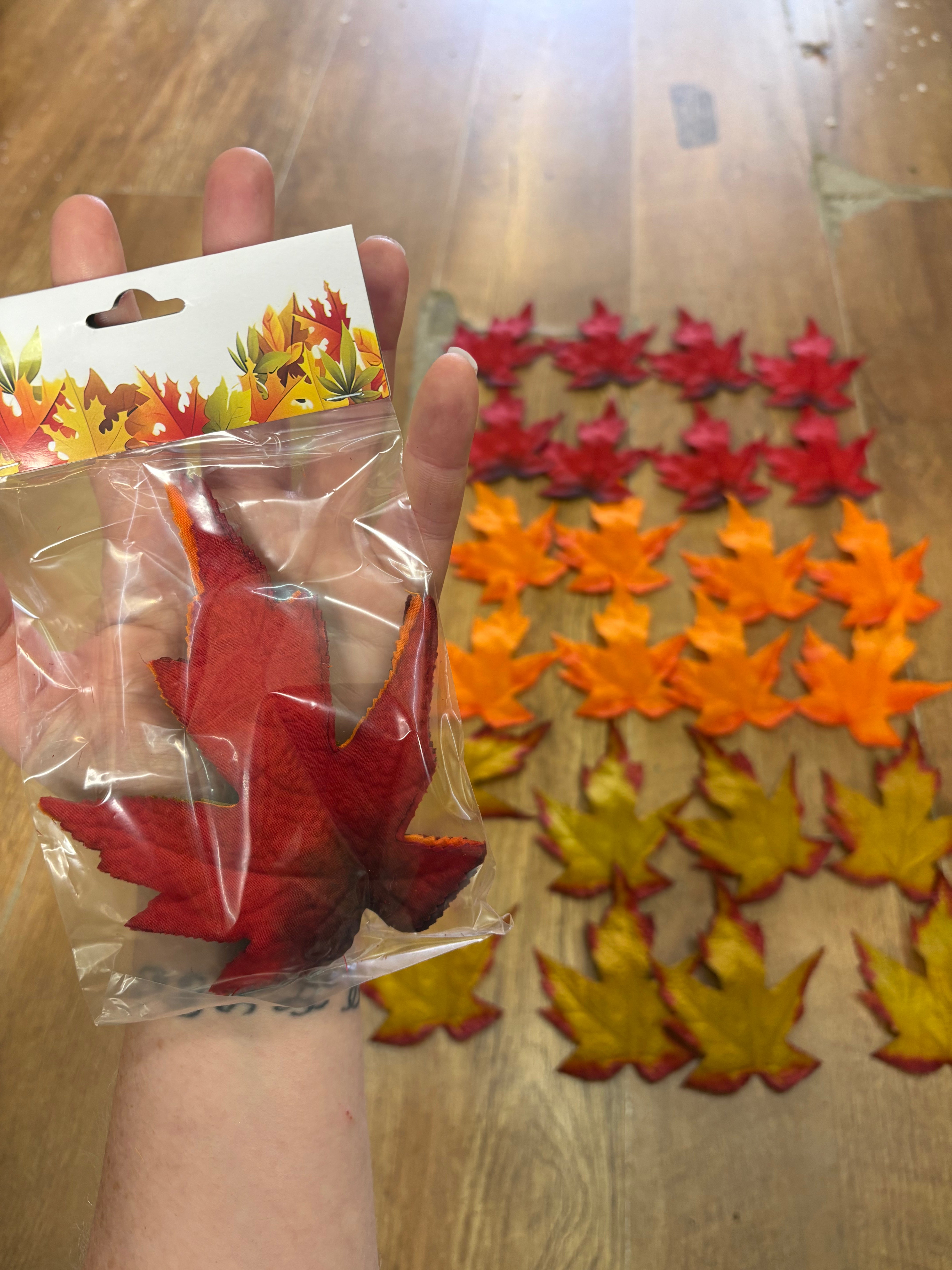 Pack of 24 loose autumnal maple leaves
