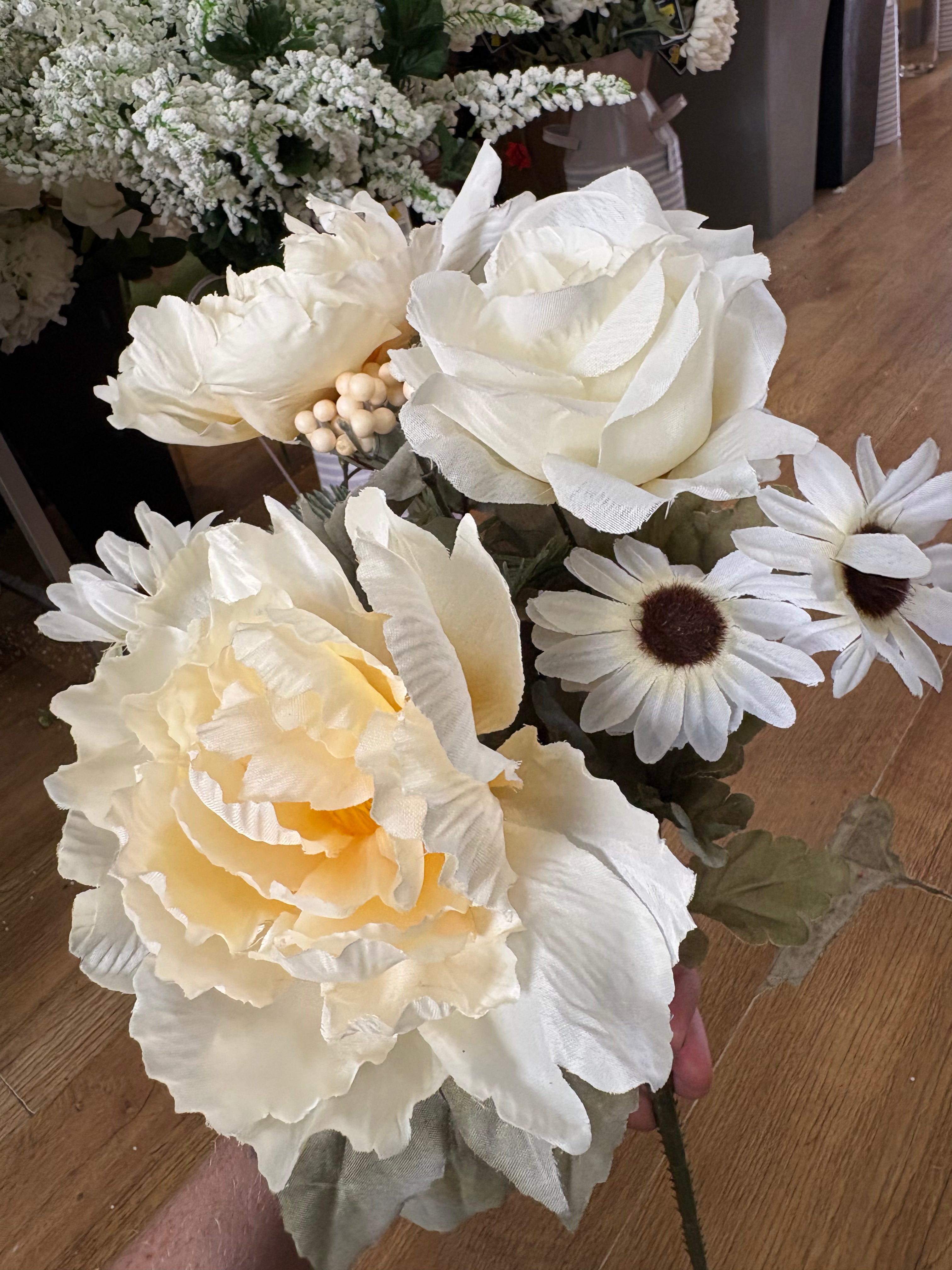 Large peony, rose and gerbera bouquet - cream and ivory