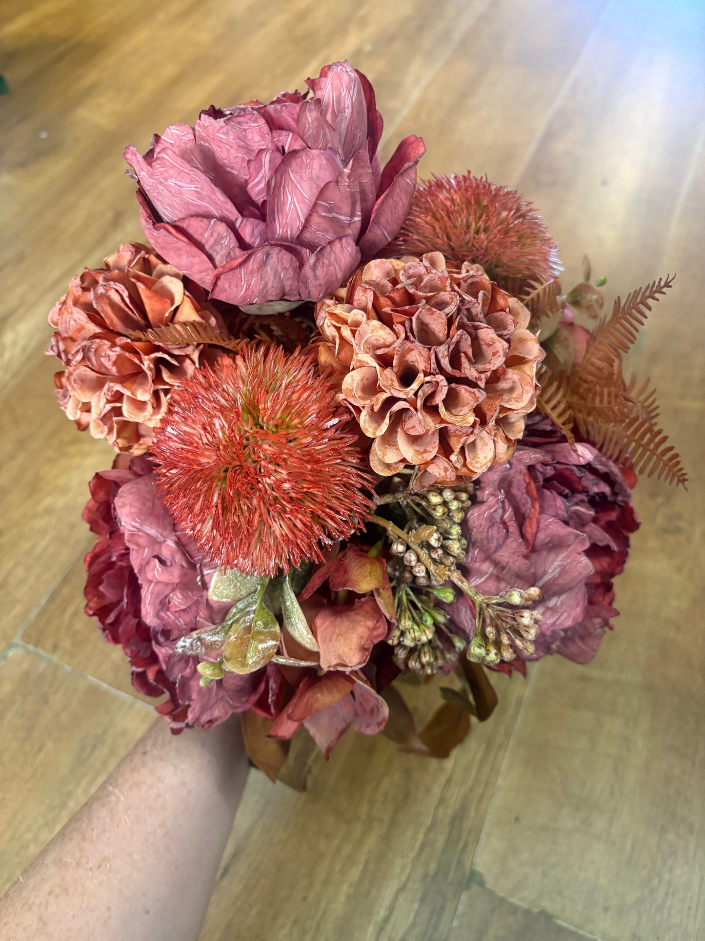 Hand tied dried inspired autumnal wine bridesmaid bouquet - 11 stems of premium florals