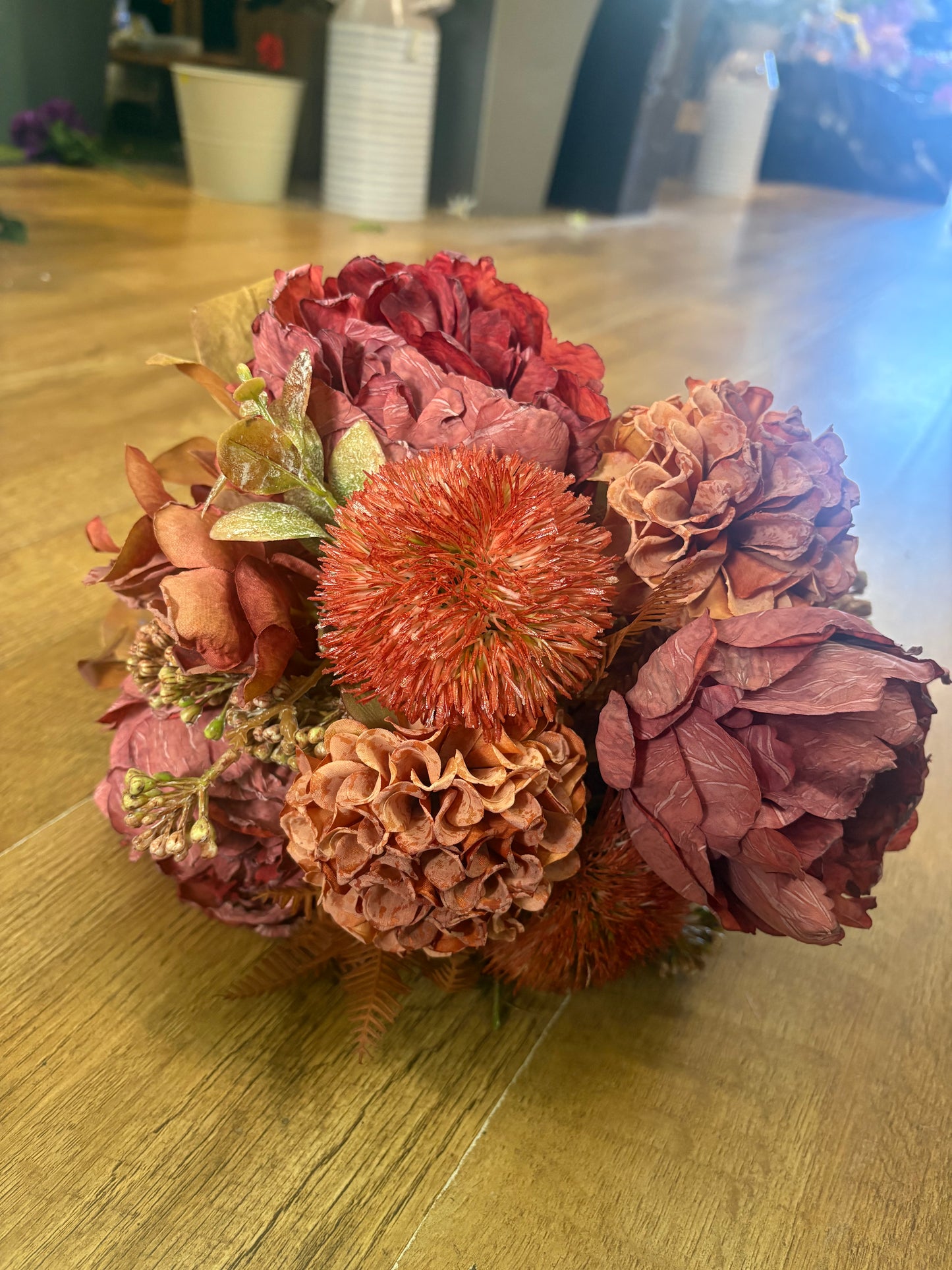 Hand tied dried inspired autumnal wine bridesmaid bouquet - 11 stems of premium florals