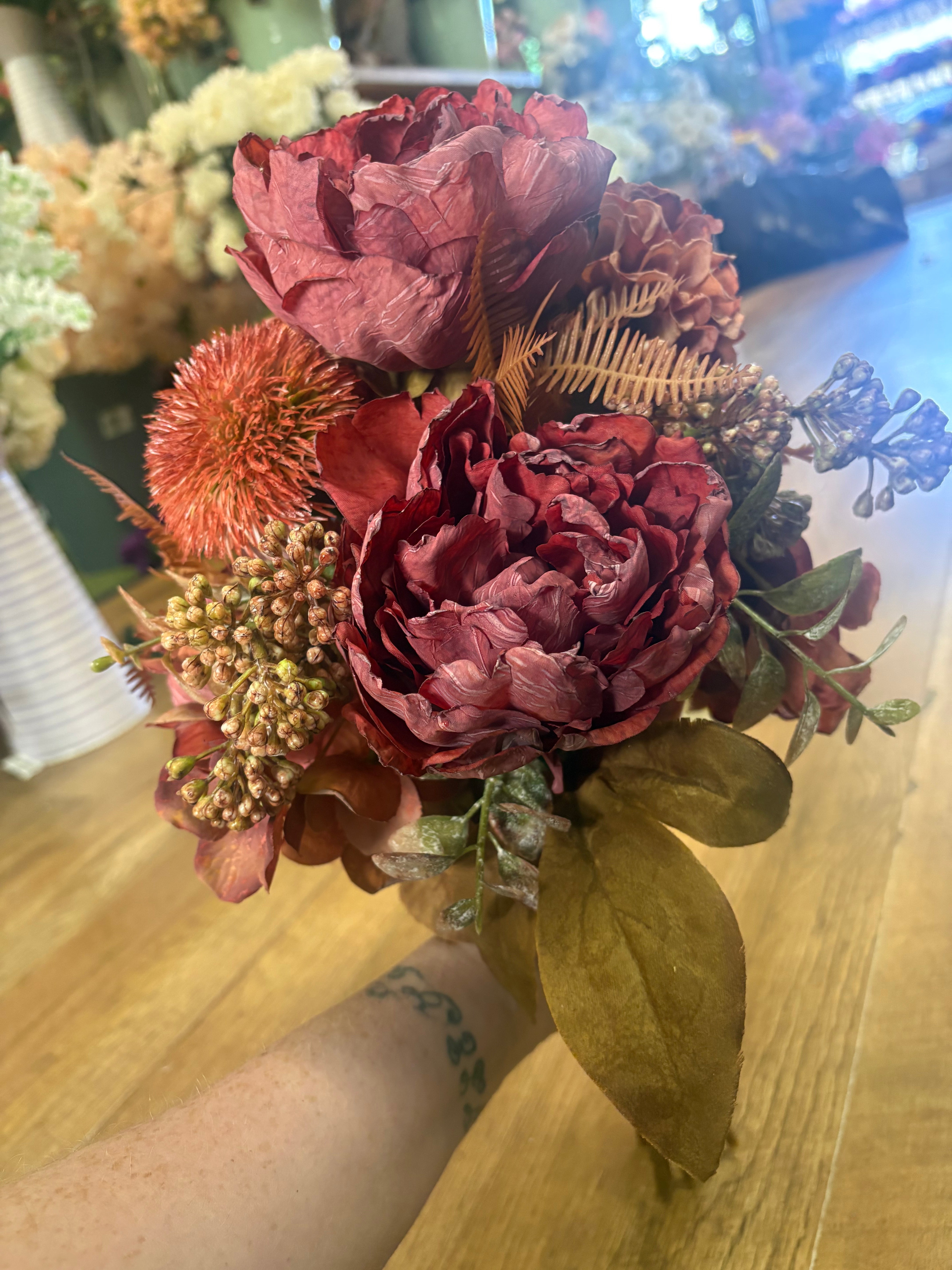 Hand tied dried inspired autumn bridesmaid bouquet - 11 stems of premium florals