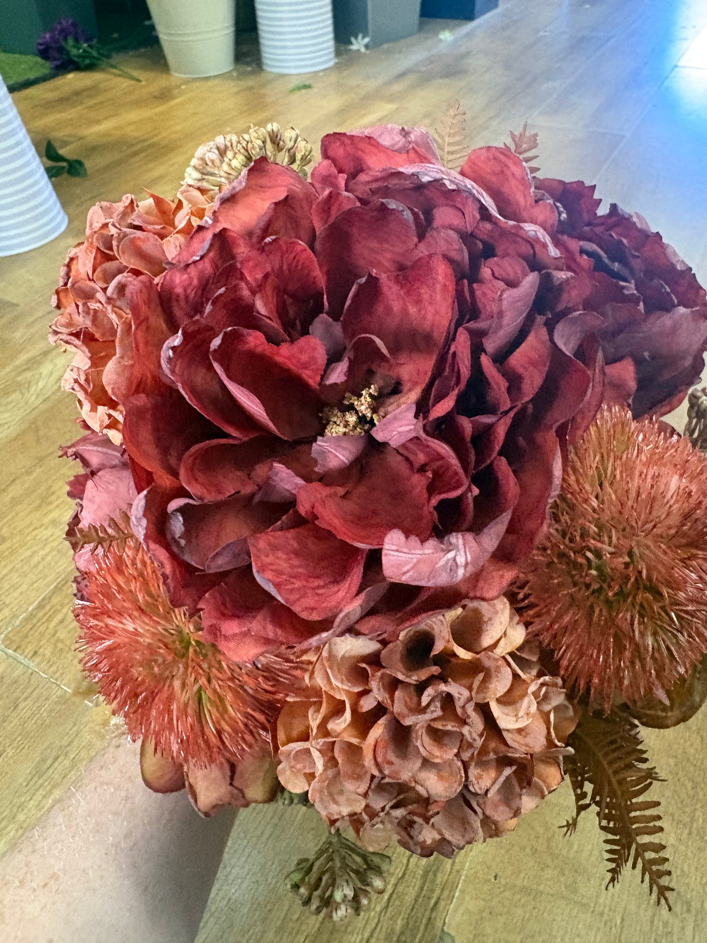 Hand tied dried inspired autumnal wine bridesmaid bouquet - 11 stems of premium florals