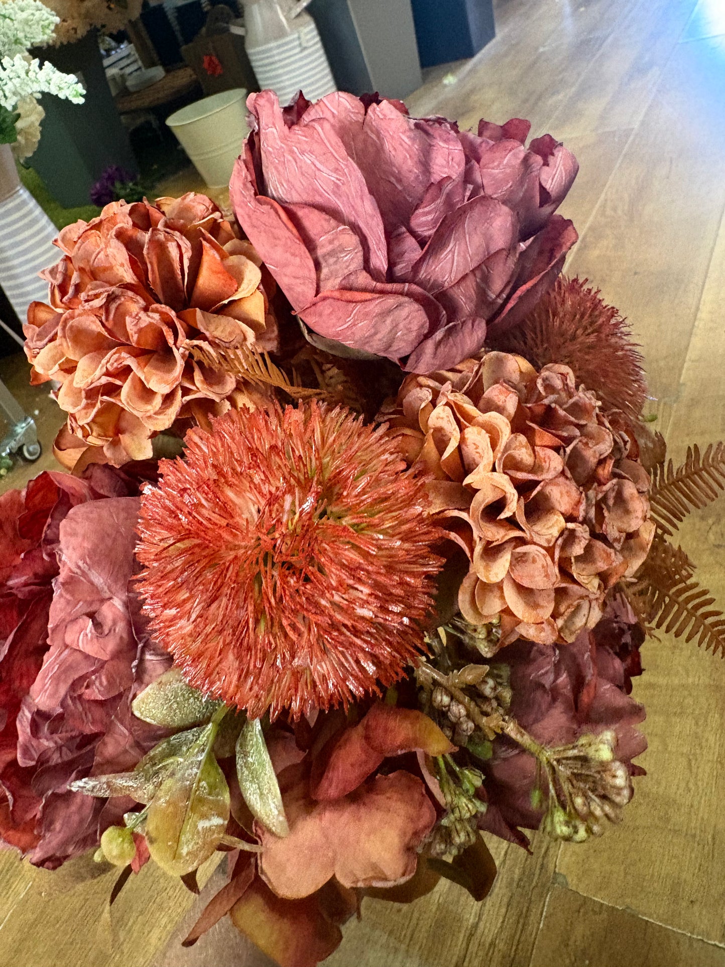 Hand tied dried inspired autumnal wine bridesmaid bouquet - 11 stems of premium florals