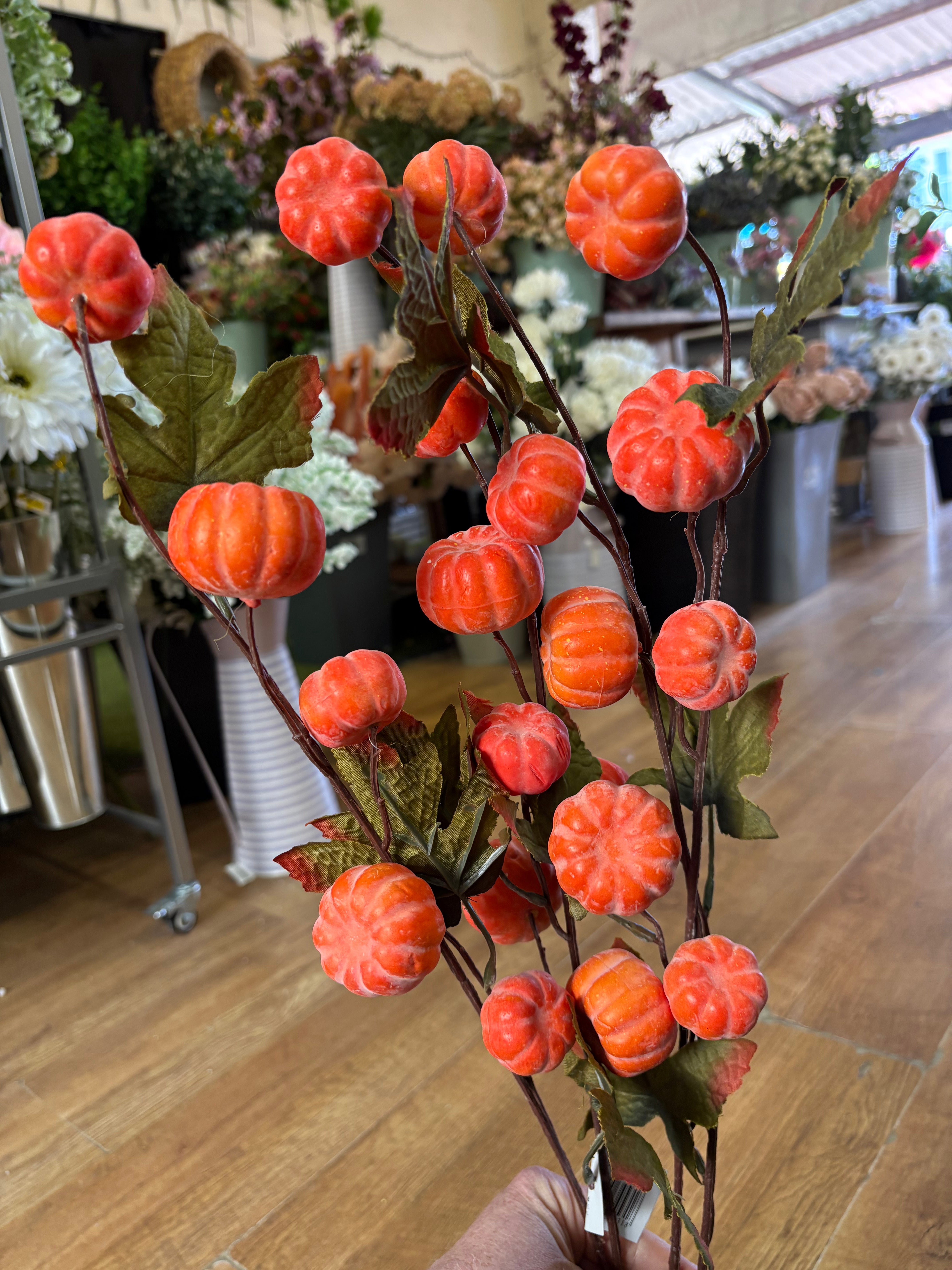 Bundle of 3 large sprays of pumpkins and maple leaves