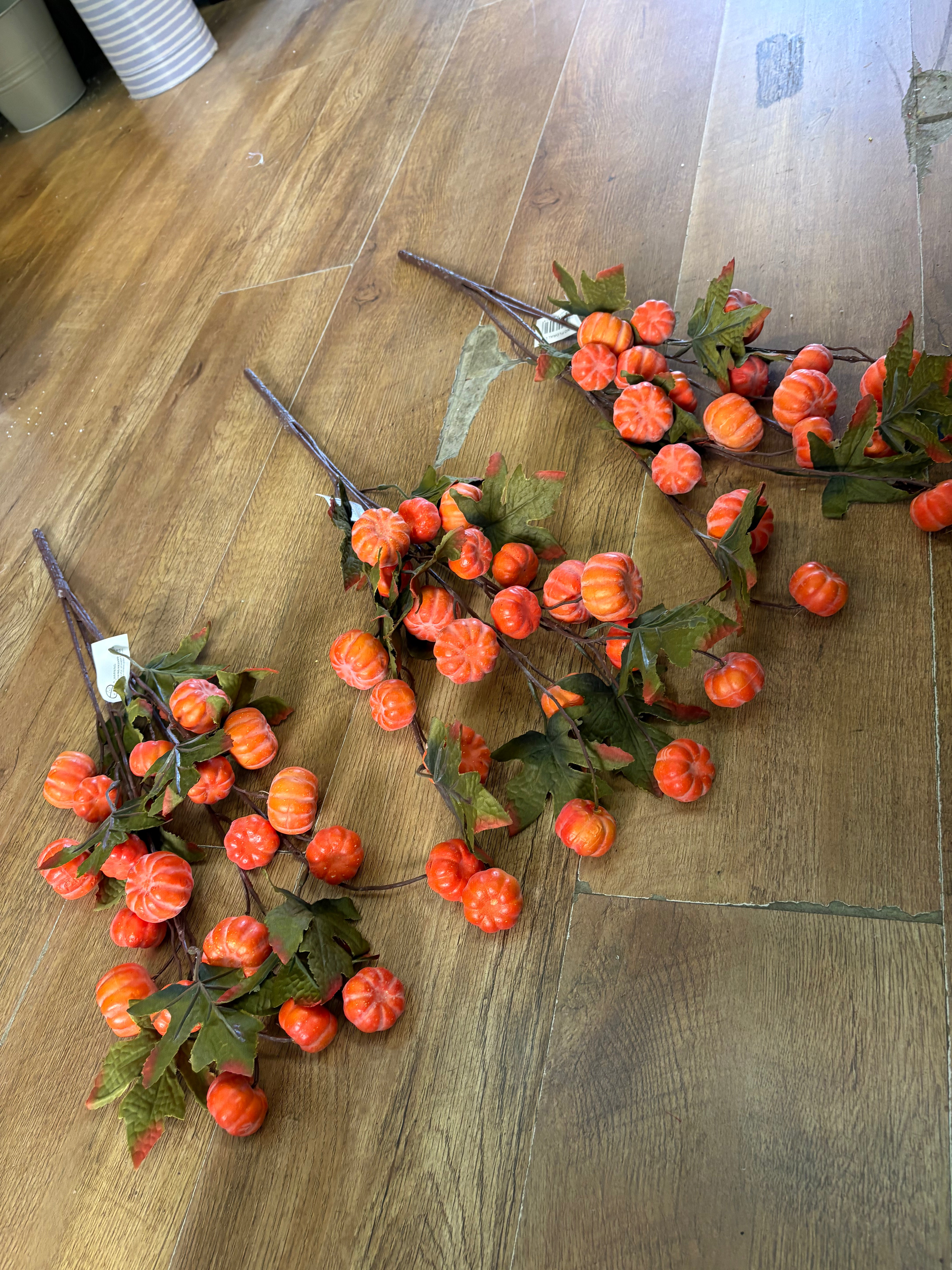 Bundle of 3 large sprays of pumpkins and maple leaves