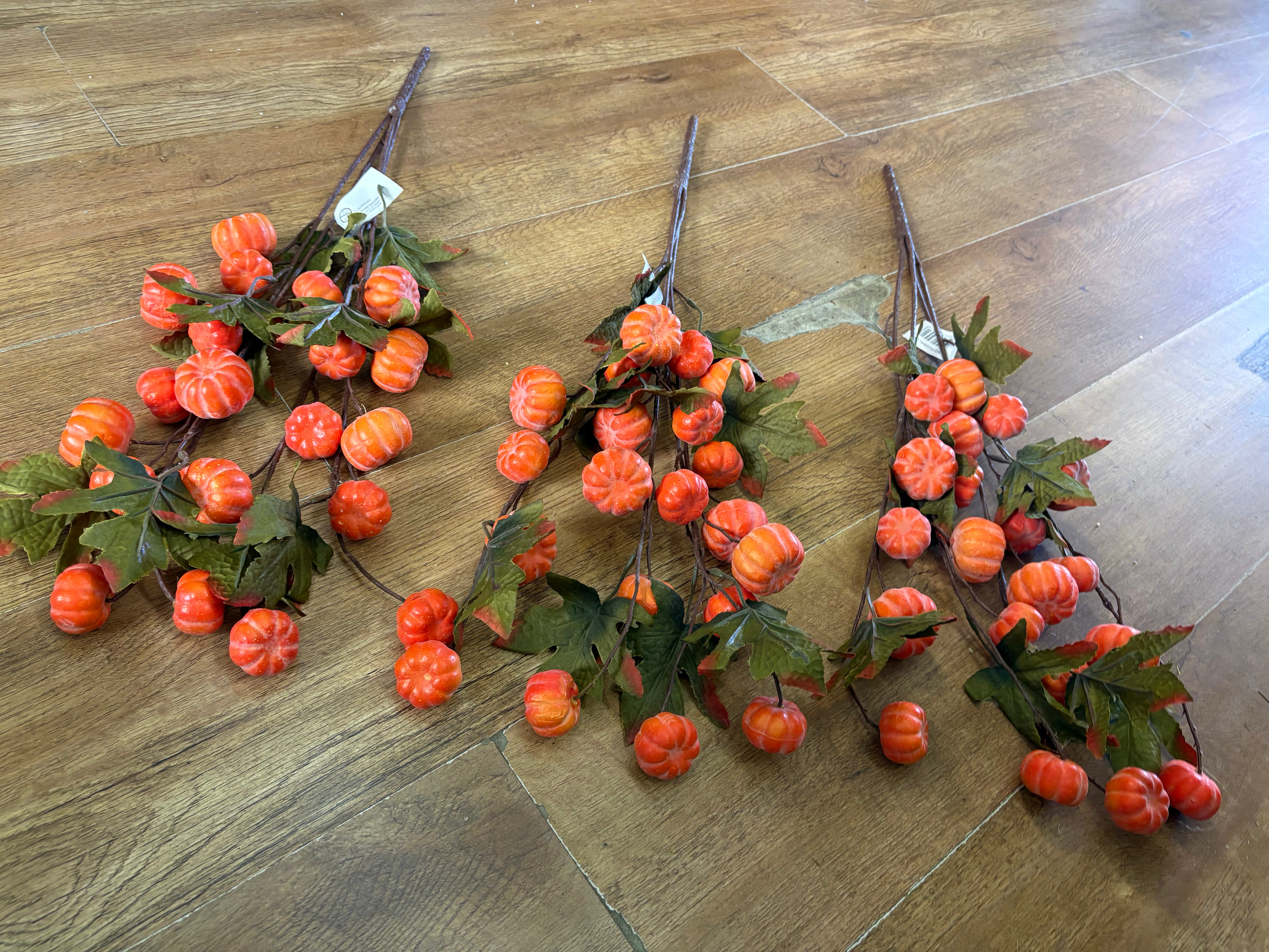 Bundle of 3 large sprays of pumpkins and maple leaves