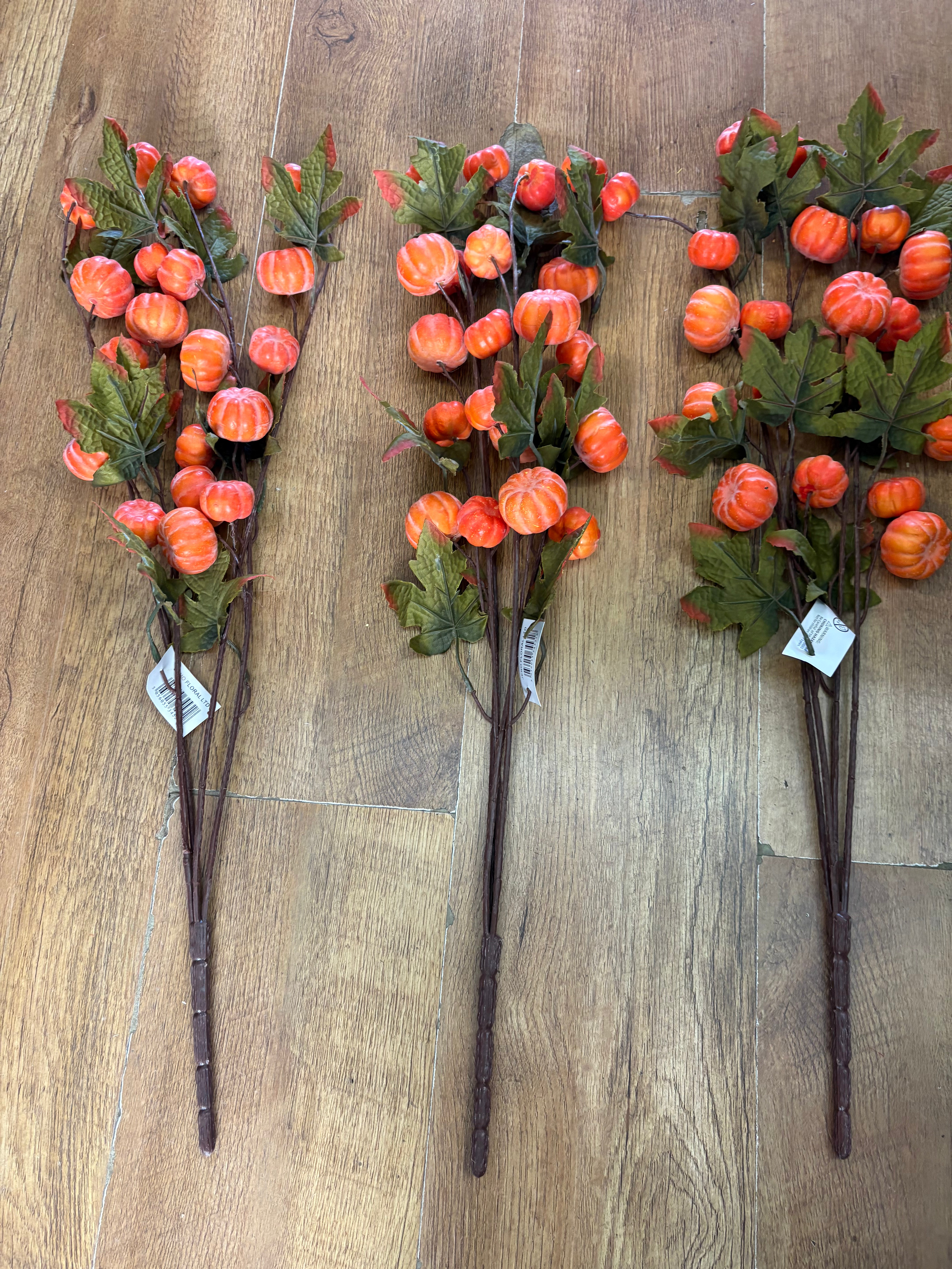 Bundle of 3 large sprays of pumpkins and maple leaves