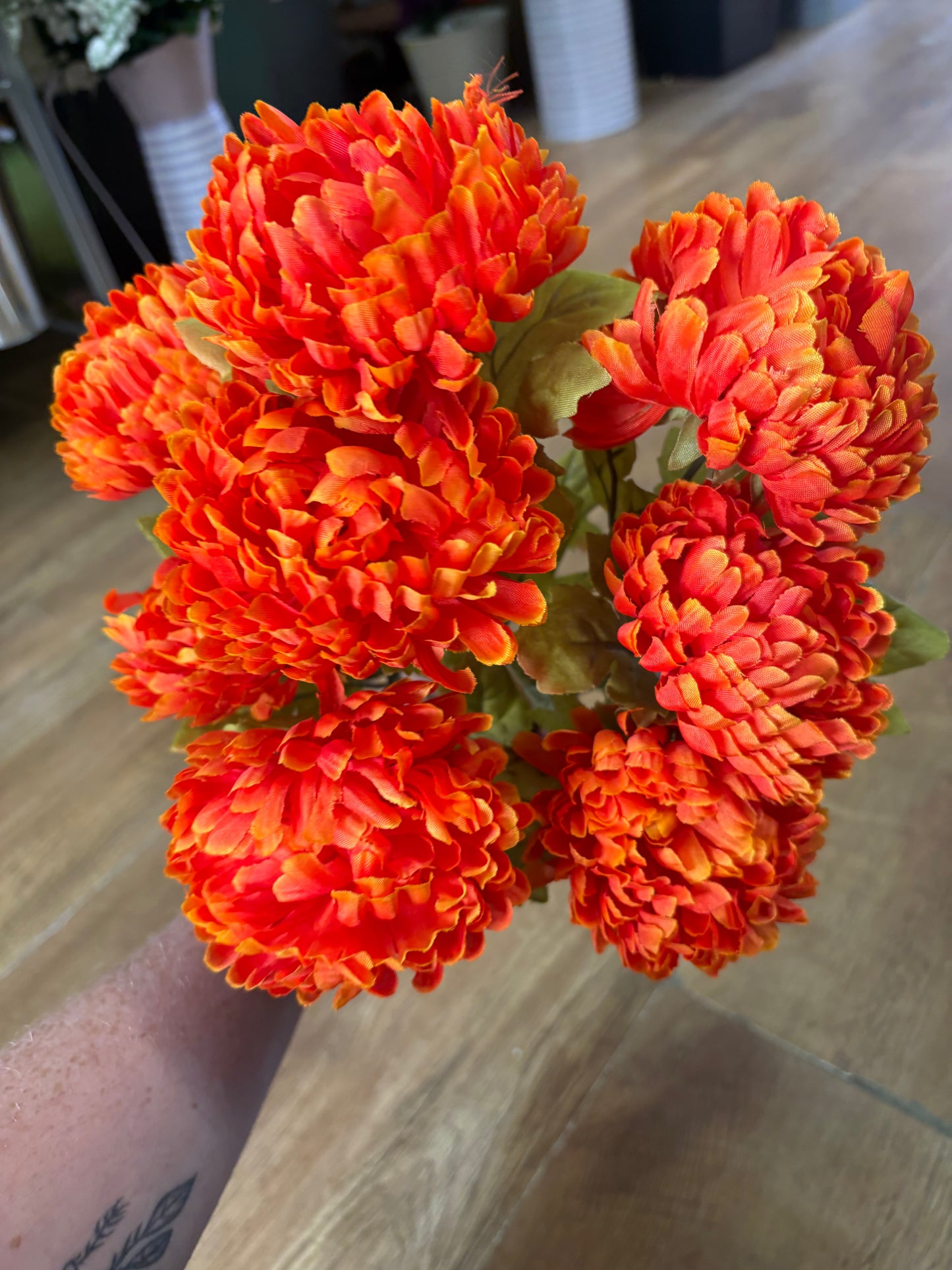 Large autumnal chrysanthemum bouquet - orange