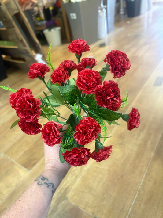 Red miniature carnation bunch