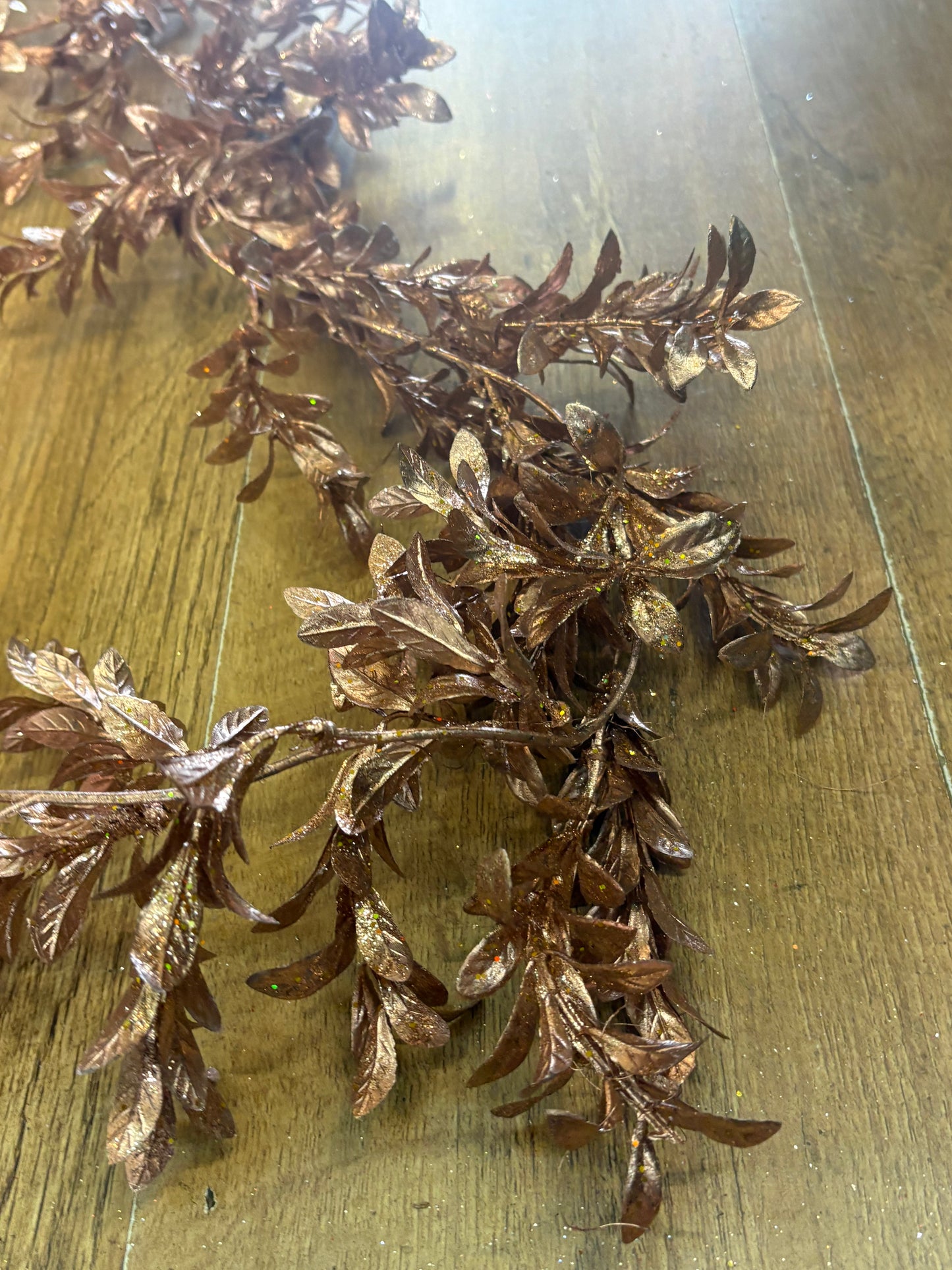 180cm metallic rose gold boxwood garland