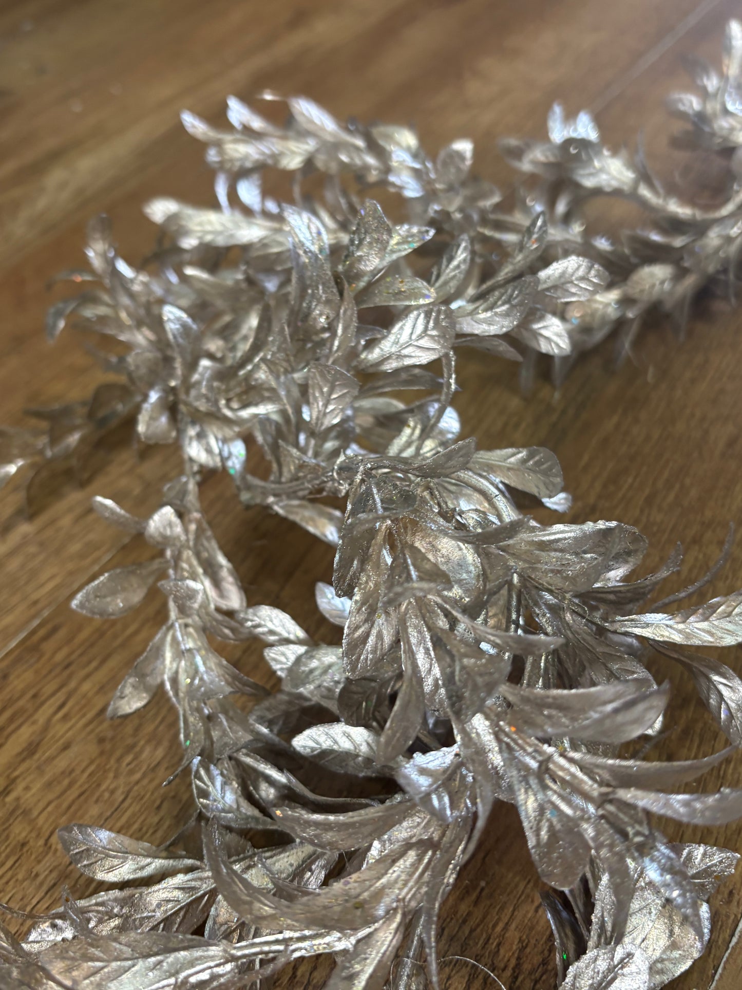 180cm metallic champagne boxwood garland