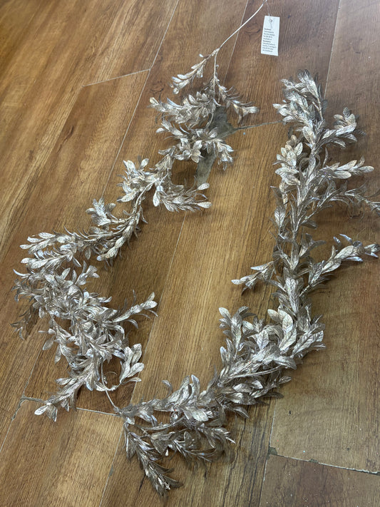 180cm metallic champagne boxwood garland