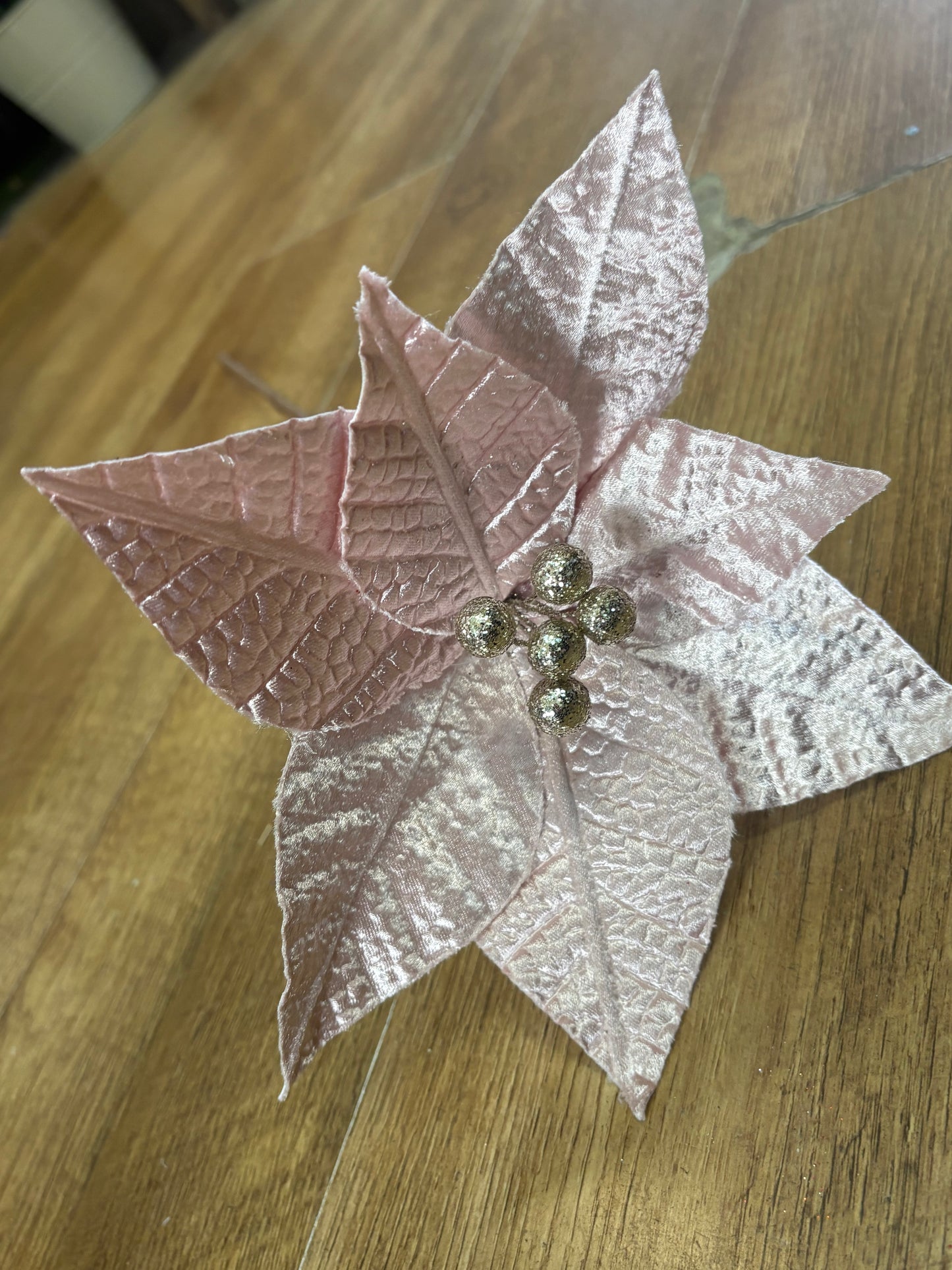 Bundle of the long stem single pale pink fancy poinsettias