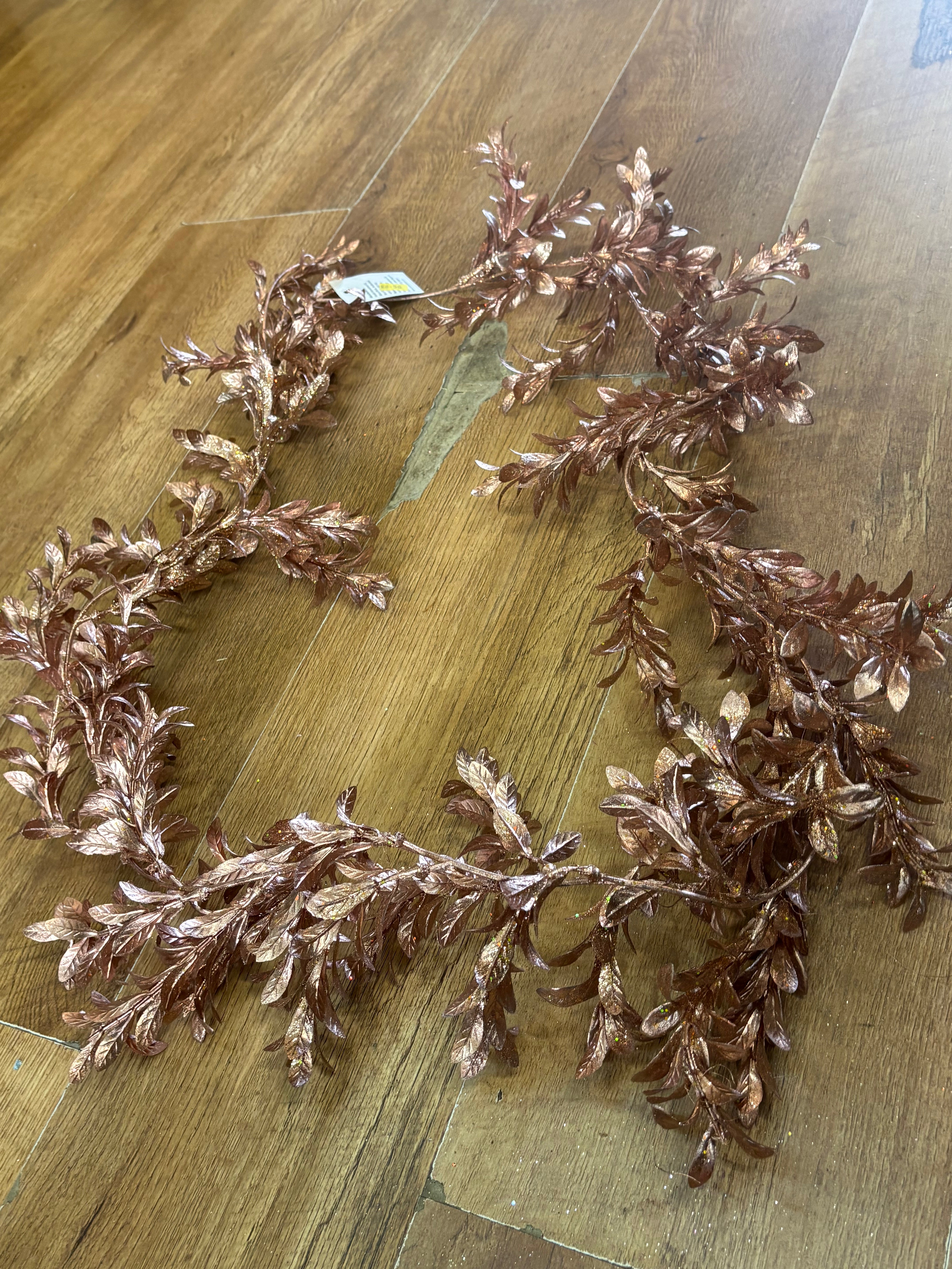180cm metallic rose gold boxwood garland